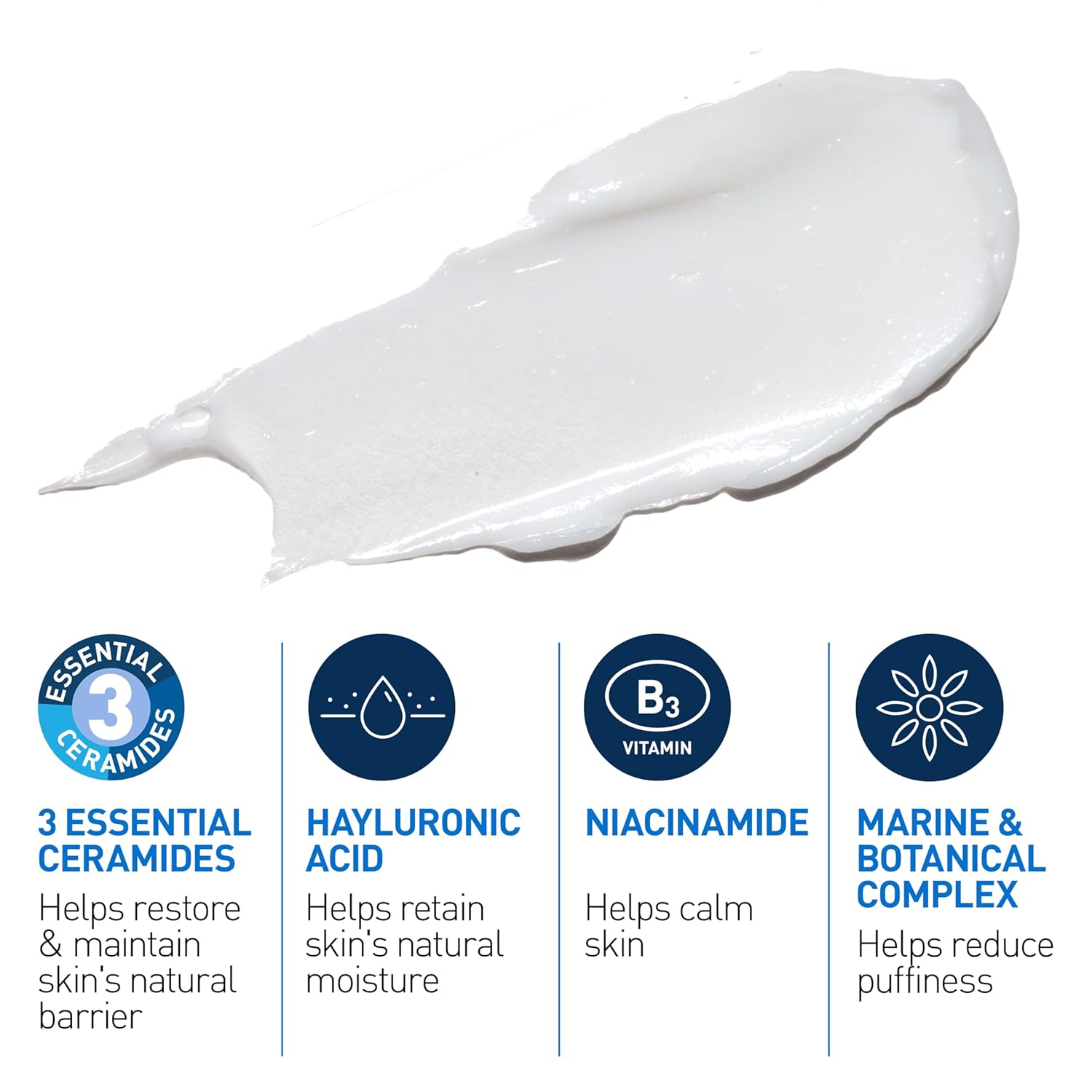 cerave eye repair cream, oil-free, hyaluronic acid, niacinamide, marine botanical complex, opthalmologist tested
