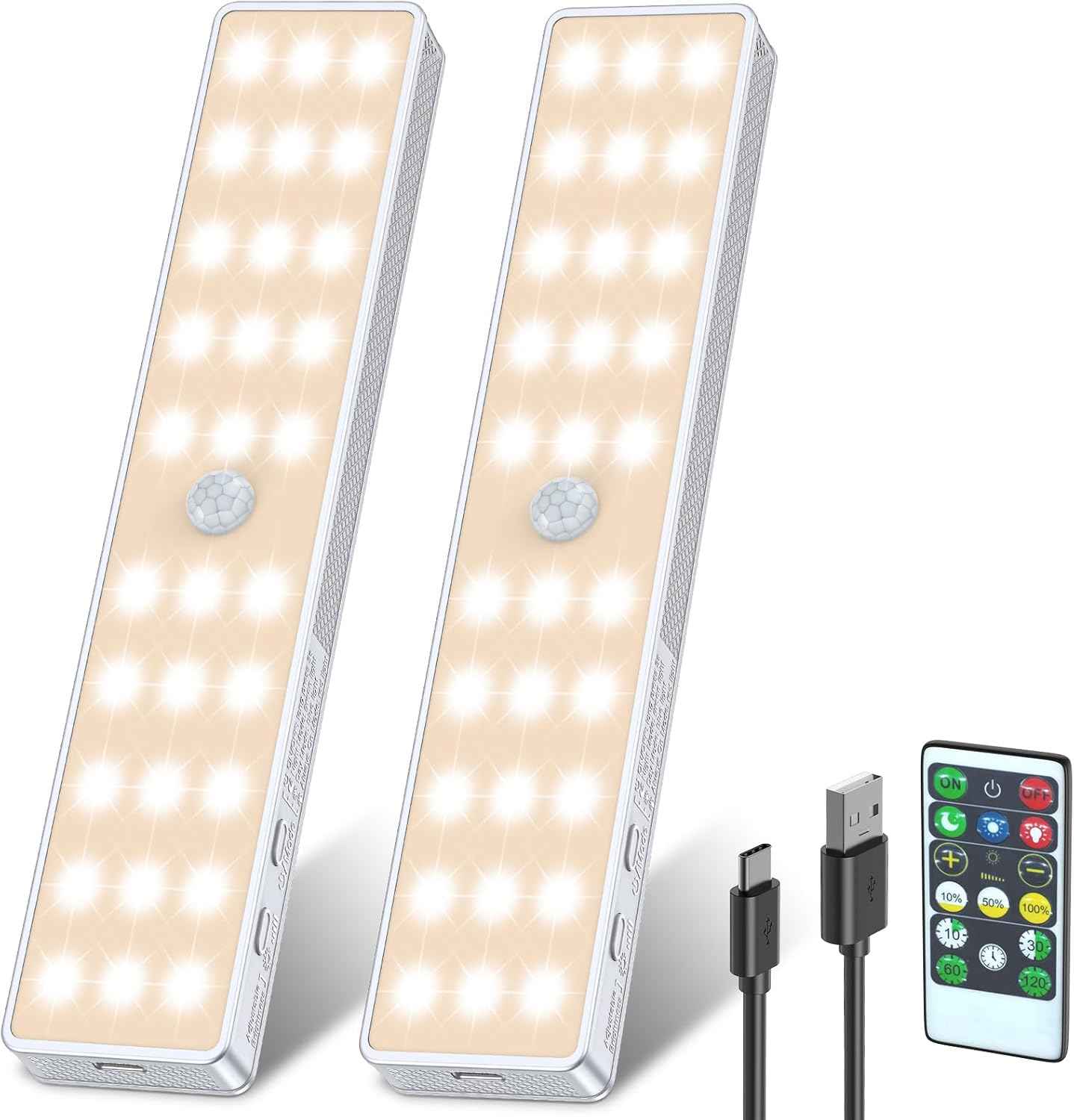 LED Closet Light with Charging Station, 6 Pcs 30LEDs 8'' Dimmer Rechargeable Motion Sensor Under Cabinet Lighting, Stick-Anywhere Night Light for Wardrobe,Kitchen