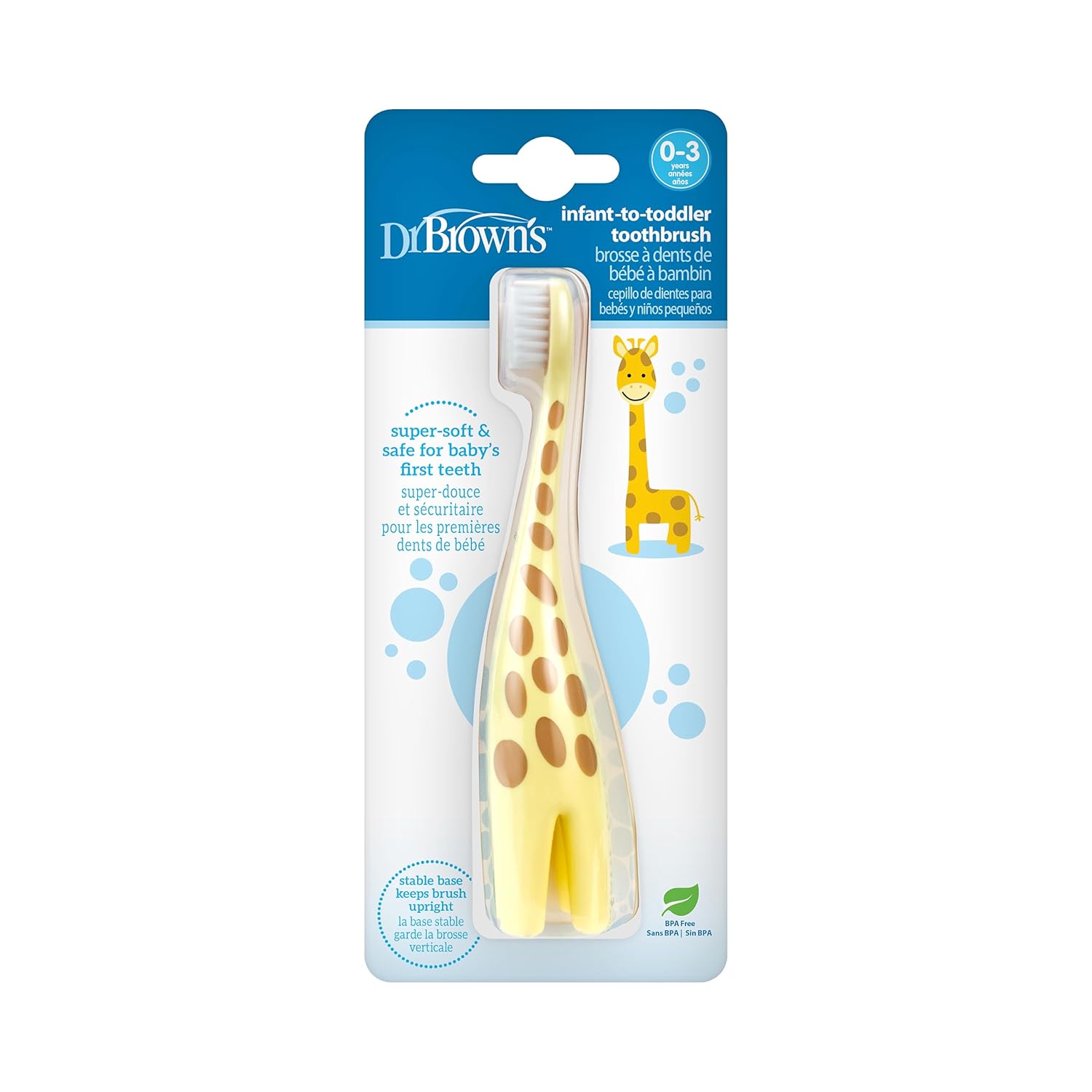 Dr. Brown's Infant-to-Toddler Toothbrush, BPA-Free, Soft Bristles, Ages 0-3, Giraffe Design