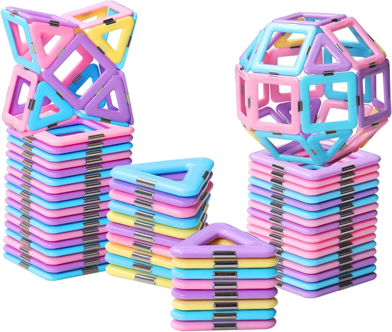 Tolnetr Magnetic Tiles Toys for 3 4 5 6 7 8+ Year Old Boys Girls Upgrade Macaron Castle Blocks Building Set for Toddlers STEM Creativity/Educational Toys for Kids Age 3-6 Christmas Birthday Gifts