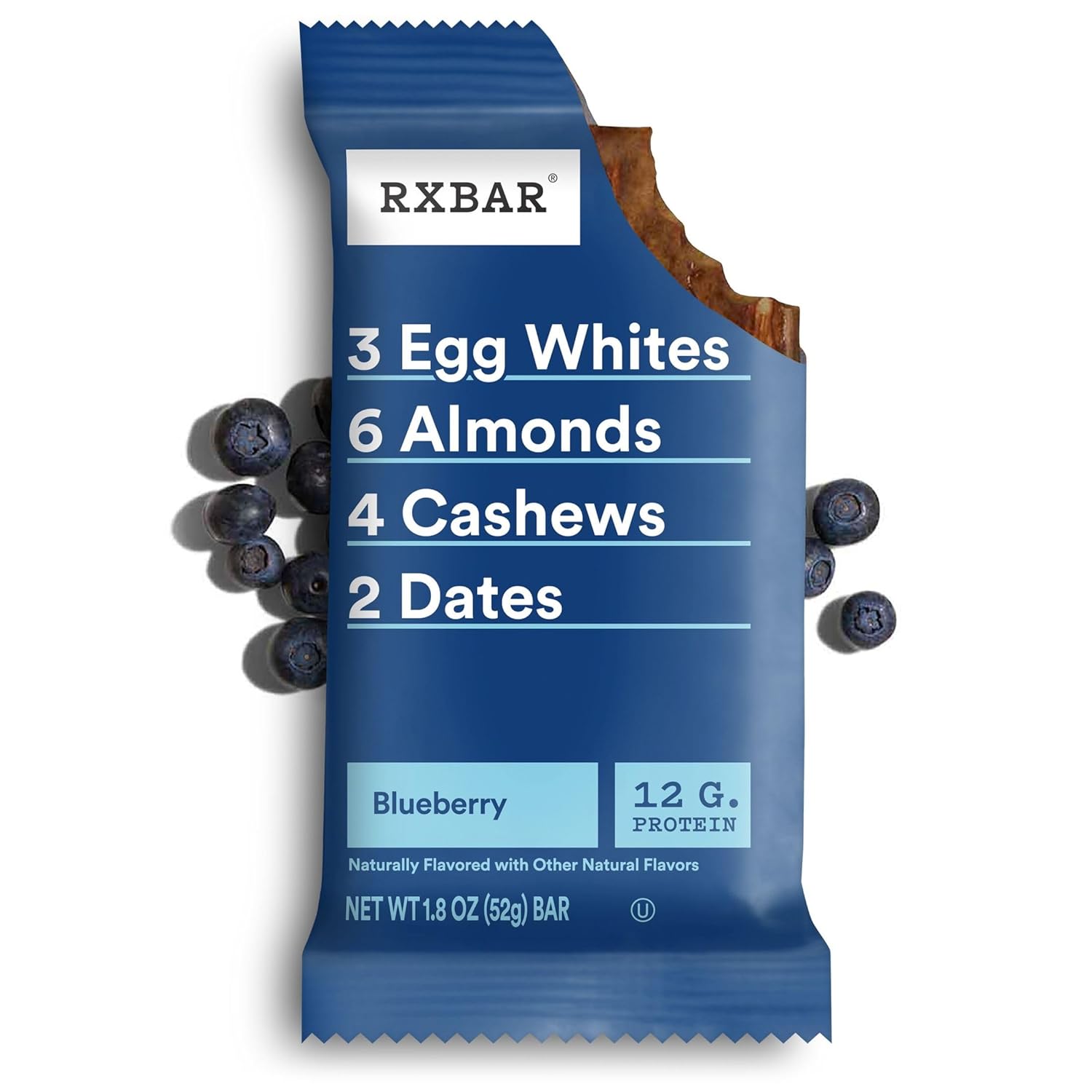 RXBAR Blueberry Protein Snack Bars, 22oz Box, 12 Count, Gluten Free, Kosher Pareve