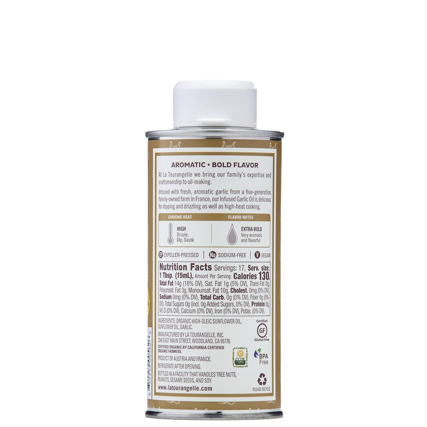 la tourangelle garlic oil high oleic oil for cooking pastas salad dressings and drizzling on popcorn 8.45 fl oz