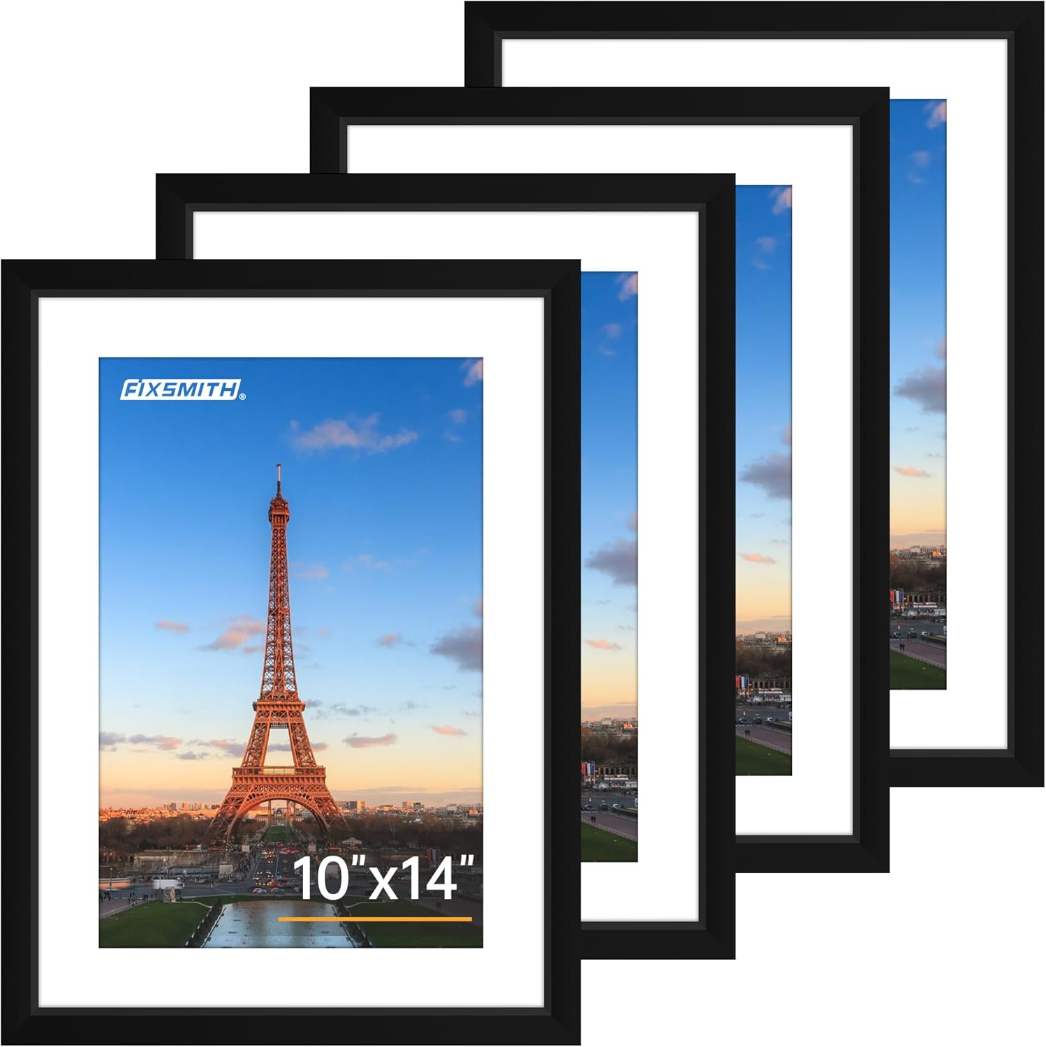 FIXSMITH 8x10 Picture Frame Set of 2, Photo Frame with HD Plexiglass, Display Pictures 5x7 with Mat or 8x10 Without Mat Multi Picture Frames Collage for Tabletop or Wall Display, Black