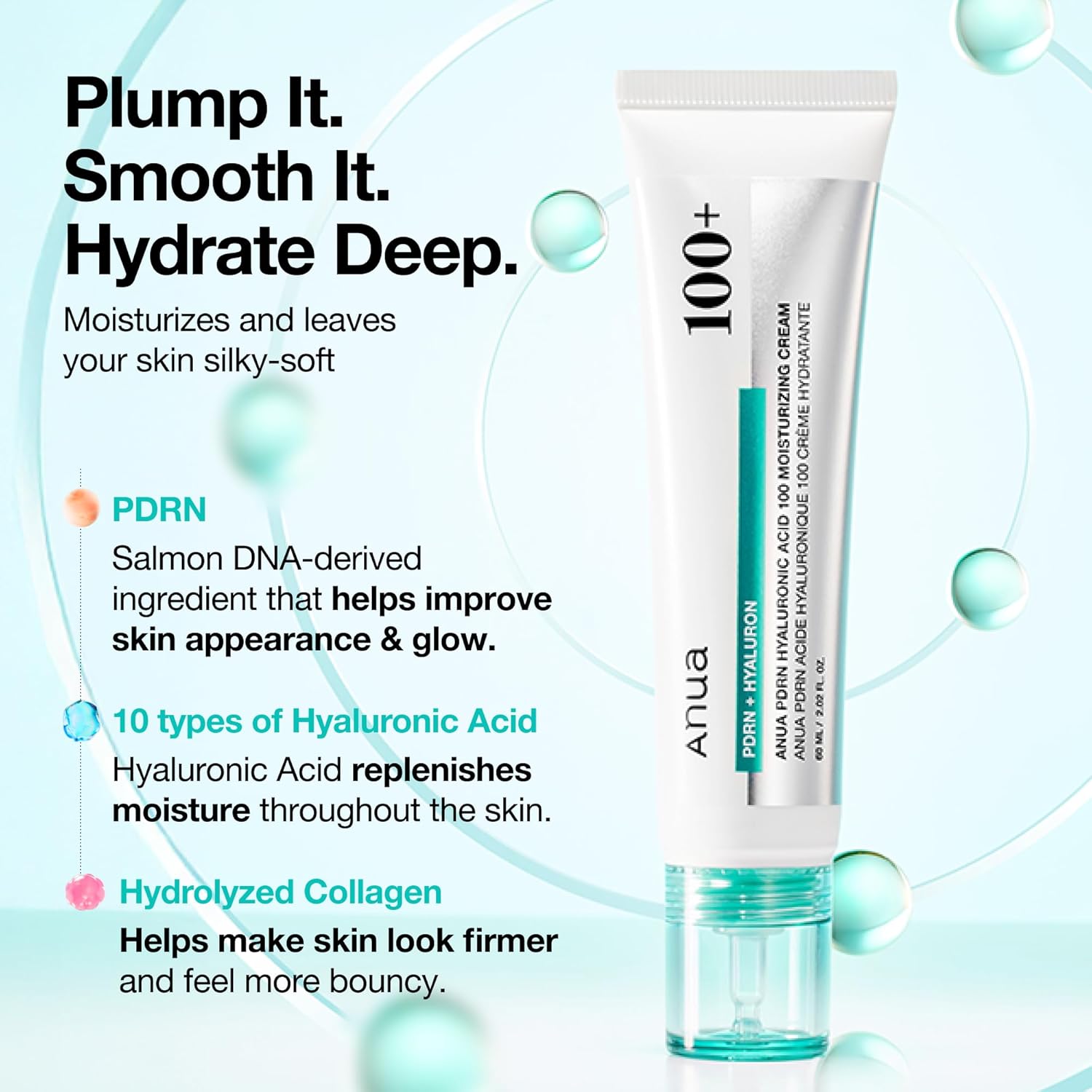 anua pdrn hyaluronic acid 100 moisturizing cream lightweight hydrating moisturizer with salmon pdrn