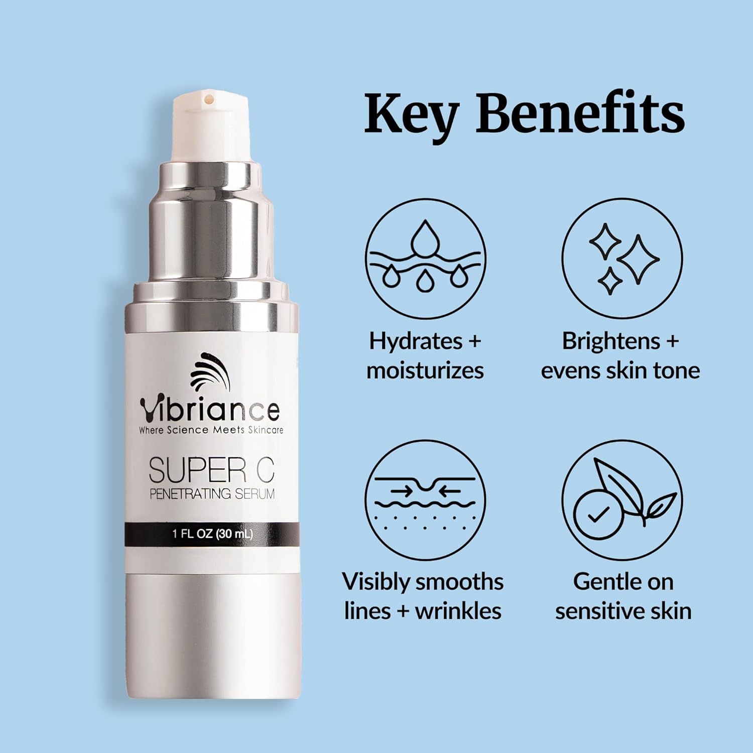 vibrance super c serum for mature skin, 1 fl oz, all-in-one vitamin formula hydrates and firms