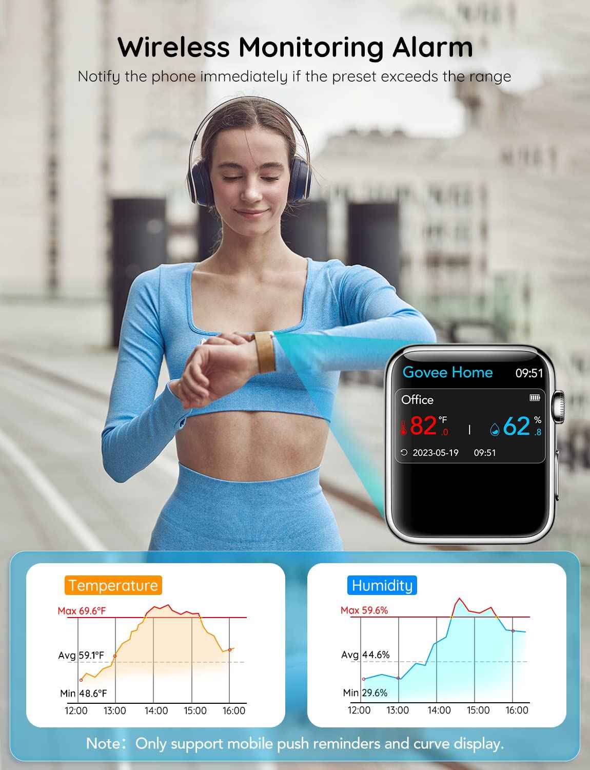 Govee WiFi Thermometer Hygrometer H5103, Indoor Bluetooth Temperature Humidity Sensor with Electronic Ink Display, App Notification Alert, Free Data Storage Export, Digital Remote Monitor for Bedroom