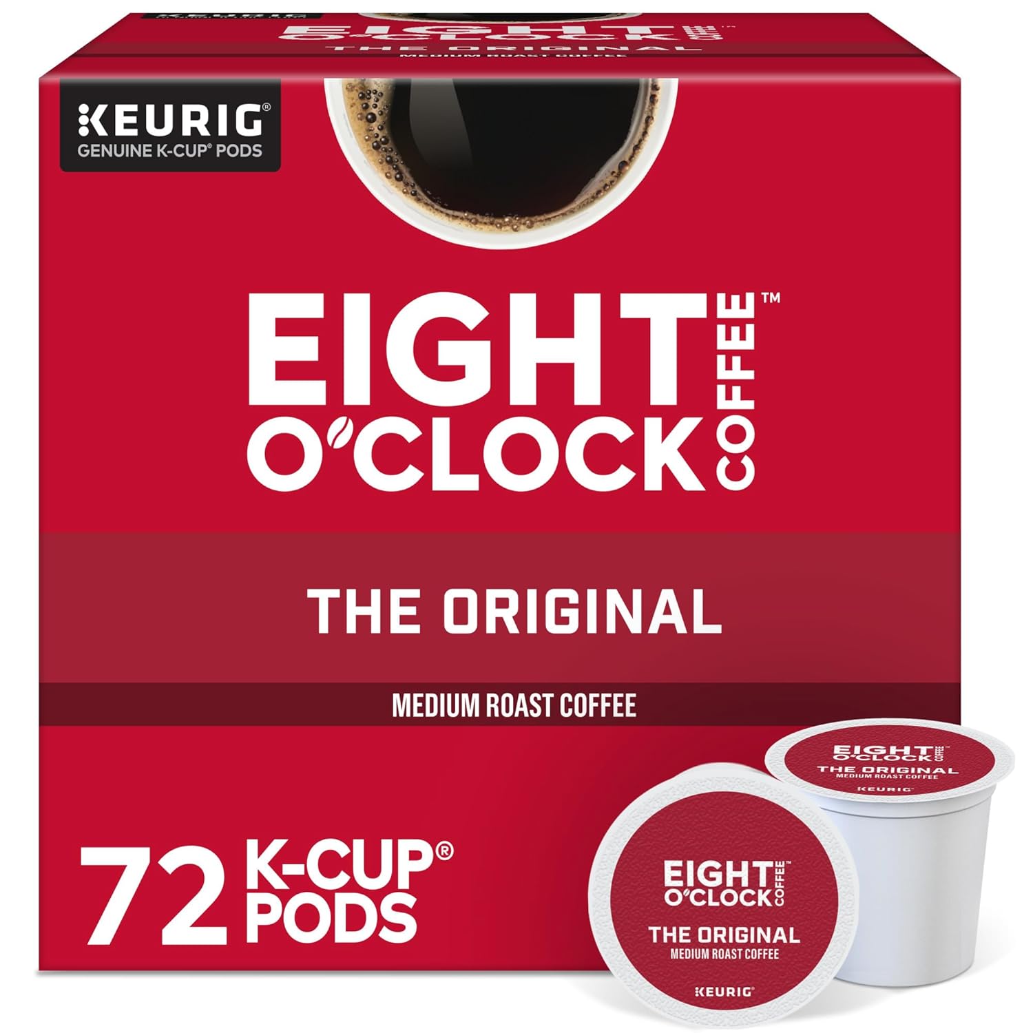 eight o'clock coffee the original, medium roast, keurig k-cup pods, 72 count, kosher
