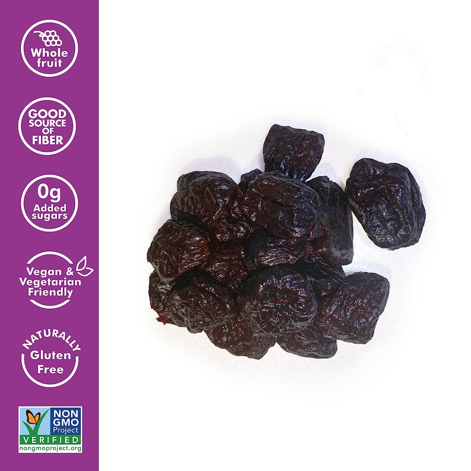 Sun-Maid California sun-dried whole pitted prunes, 4-pack, 7oz resealable bags, dried plums snack
