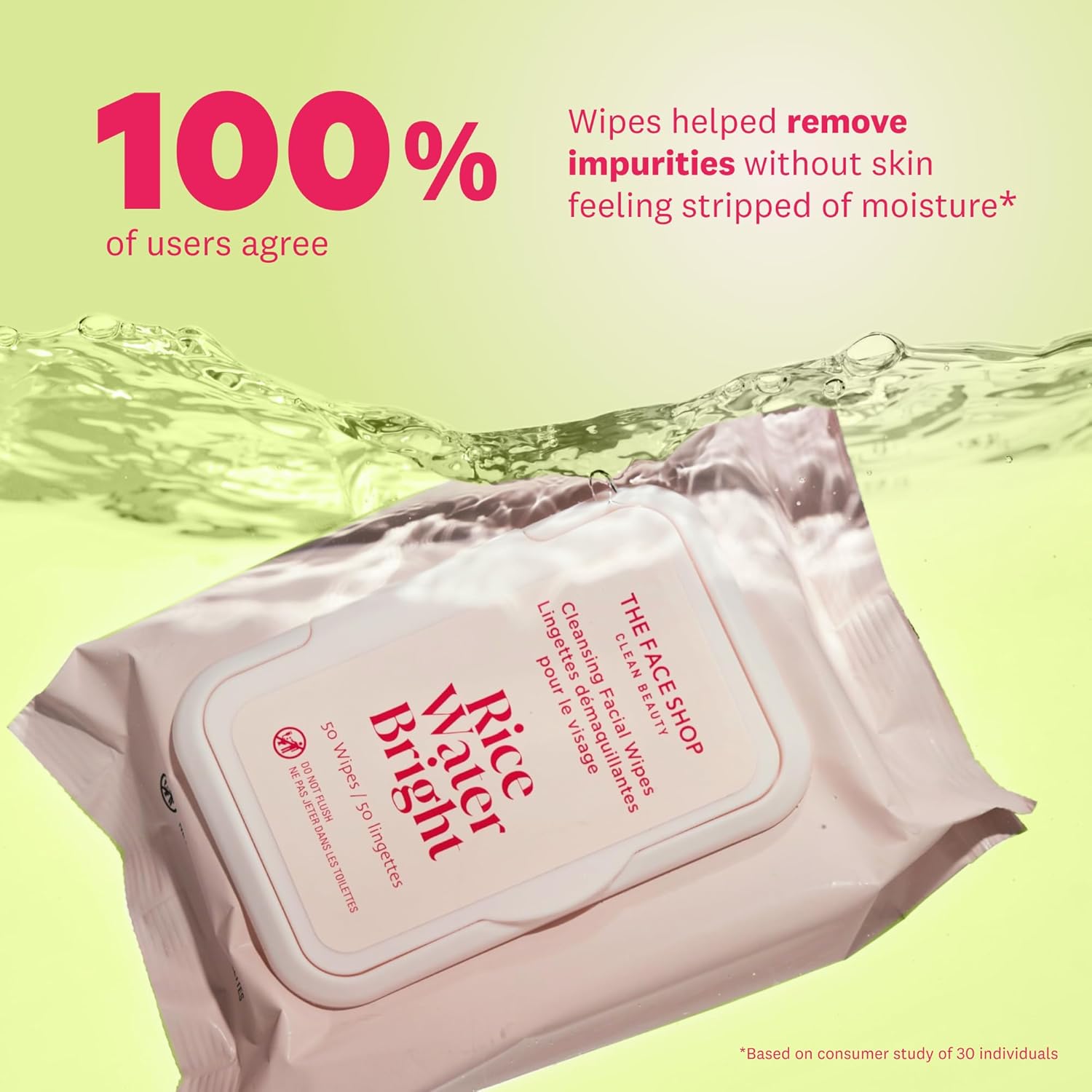 The Face Shop Rice Water Bright Makeup Remover Wipes with Rice Extract for Brightening and Moisturizing