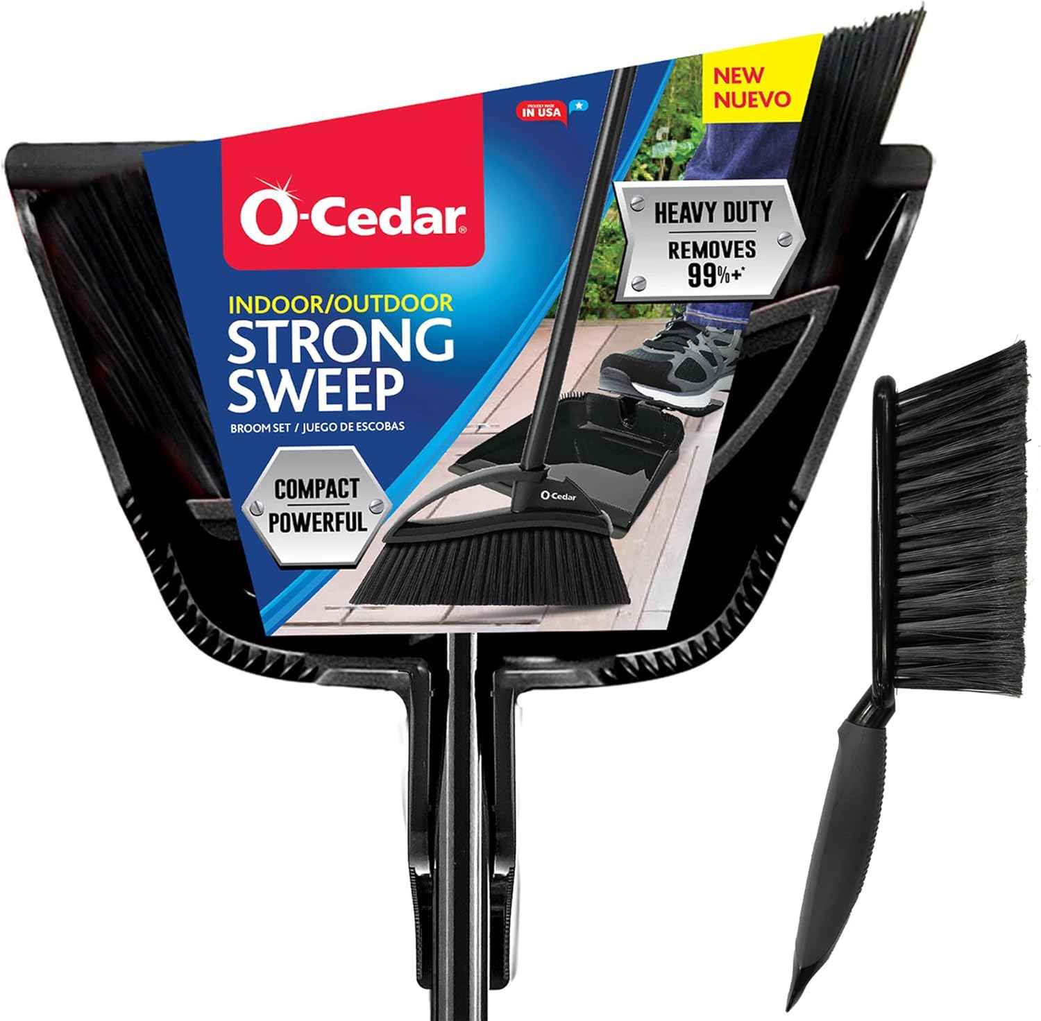 O-Cedar Pet Pro Broom with Step-On Dustpan | Remove 99% with One Sweep | DustPan Removes 3 Times More Pet Hair | Quiet Cleaning Tool for Cat and Dog Owners