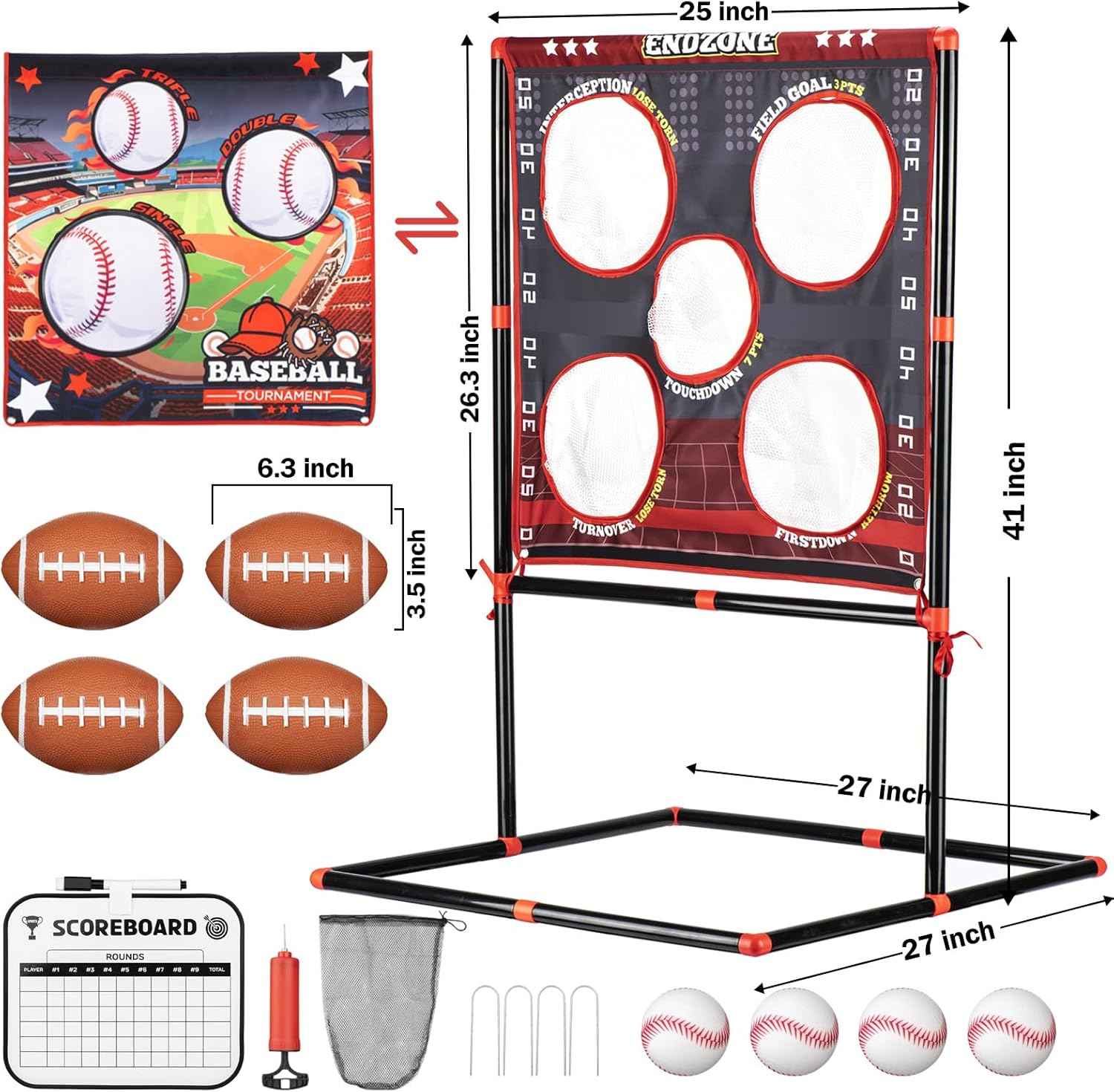 VROGTIK Football Toss Game for Kids Ages 3-8 - Outdoor Toy for Backyard, Beach & Camping for Toddlers & Family Party Fun