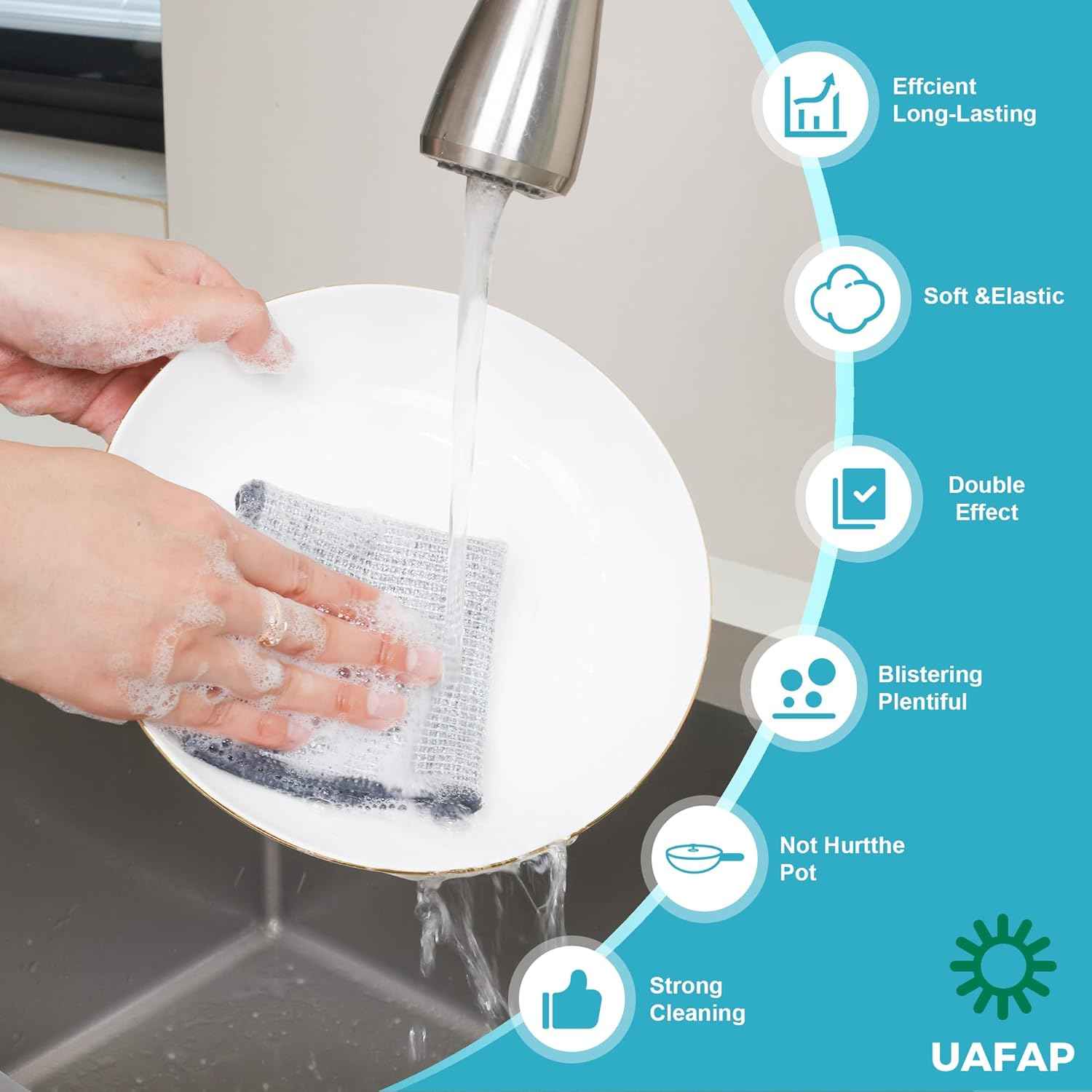 12 PCS Non Scratch Wire Dishcloth, Cleans Fast Without Scratching, Stands Up to Stuck-on Grime, Multi-Surface Safe, Wire Dishwashing Rag Cleaning Power for Everyday Jobs 7.87“ x 7.87”