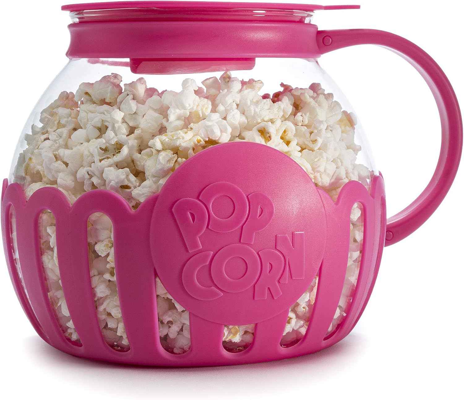 Ecolution Patented Micro-Pop Microwave Popcorn Popper with Temperature Safe Glass, 3-in-1 Lid Measures Kernels and Melts Butter, Made Without BPA, Dishwasher Safe, 1.5-Quart, Aqua