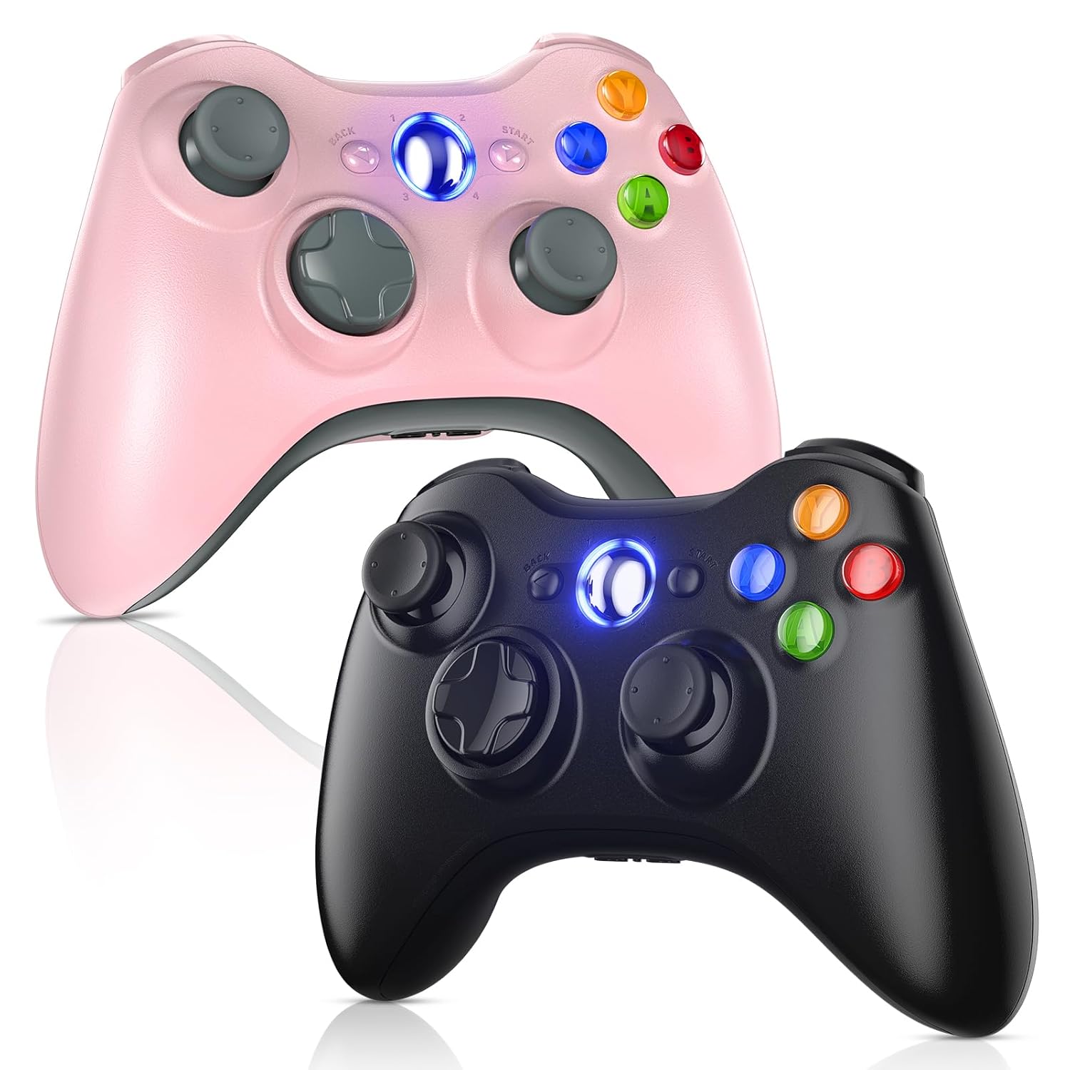 Gamrombo Xbox 360 2 Pack Wireless Controller Replacement for 360 & Slim with Windows PC Compatibility