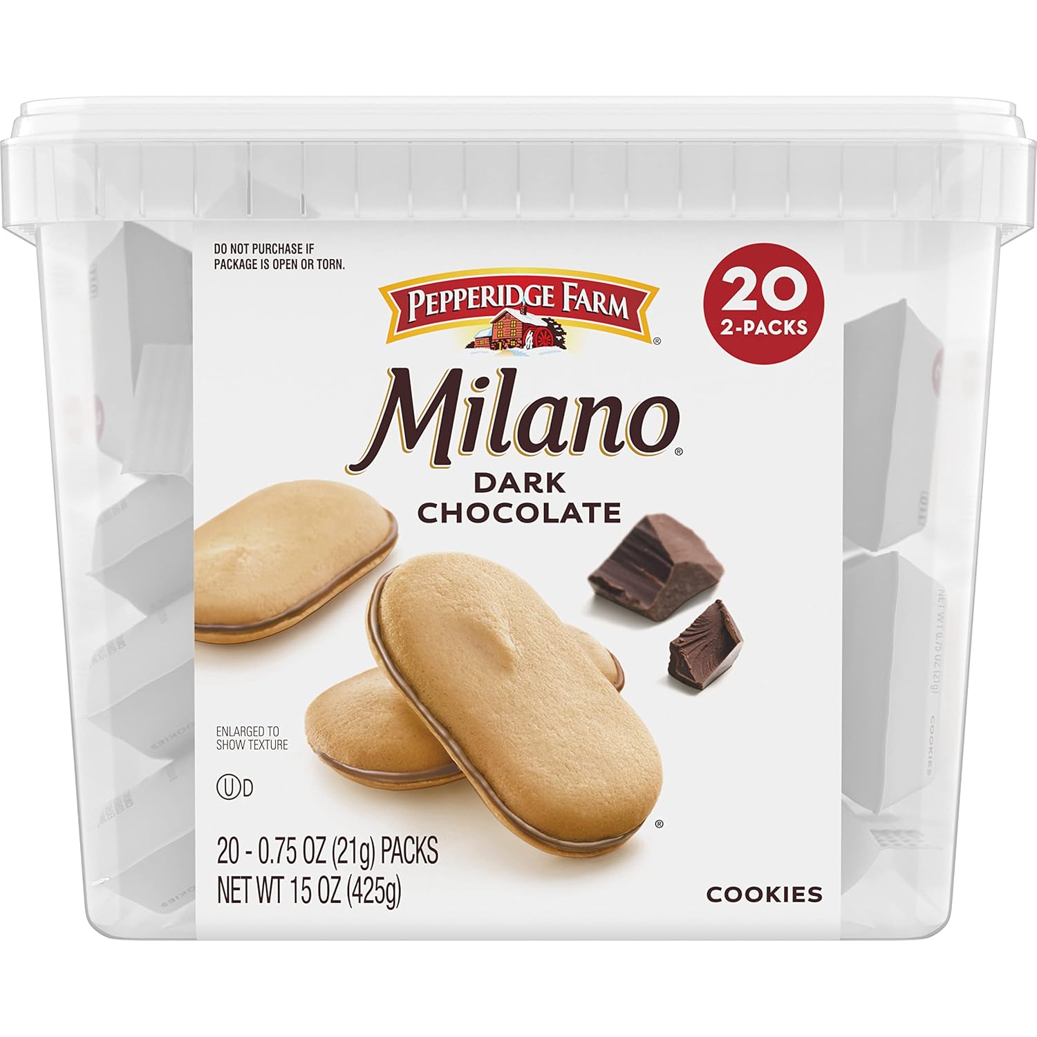 Pepperidge Farm Milano Dark Chocolate Cookies, multipack of 20 0.75-oz. packs, 2 cookies per pack