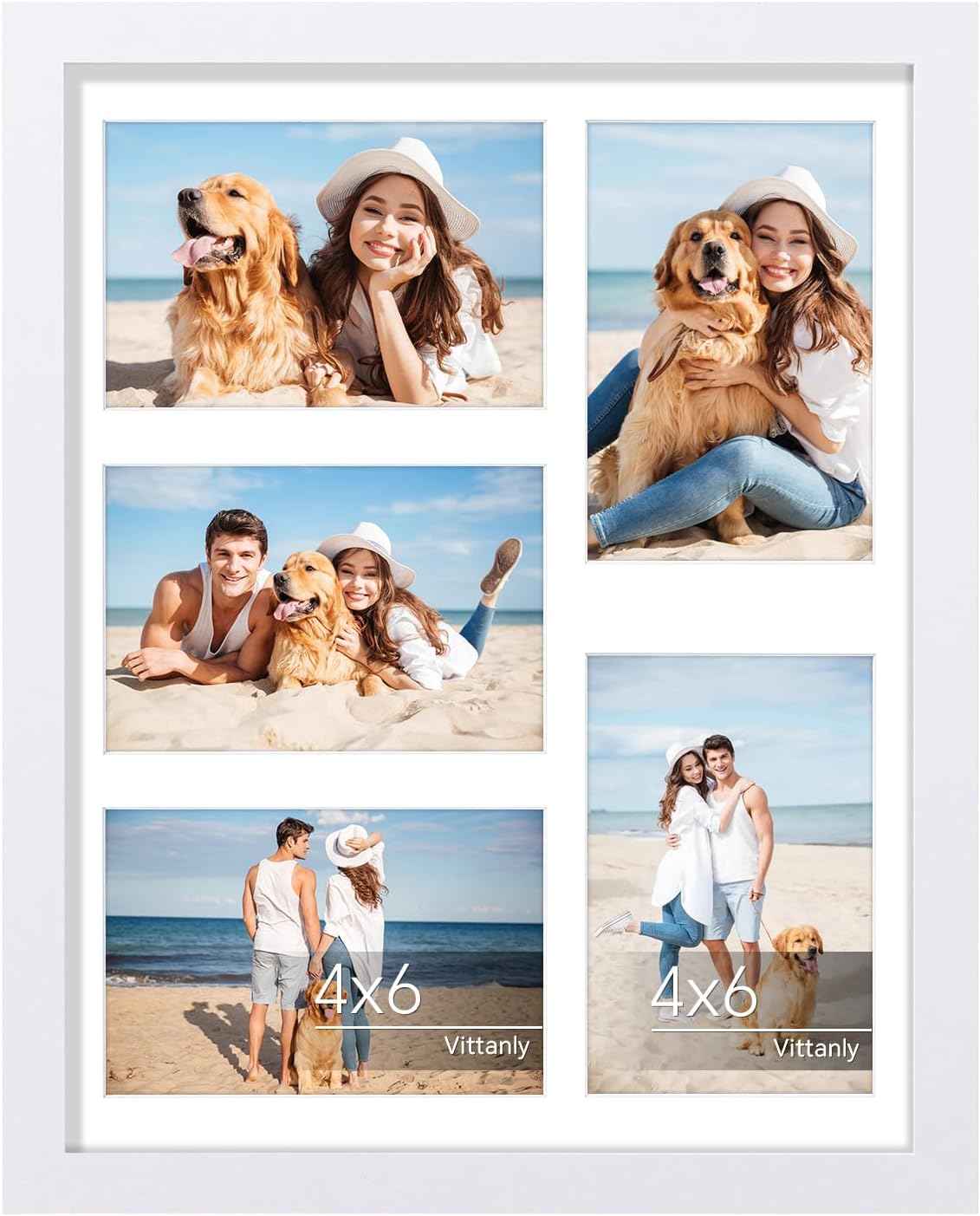 Vittanly 11x14 Collage Picture Frame, Displays 5Pcs 4x6 Pictures with Mat or 1Pcs 11x14 without Mat for Wall Mounting, Picture Frames Collage Wall Decor in Black, 1 Pack