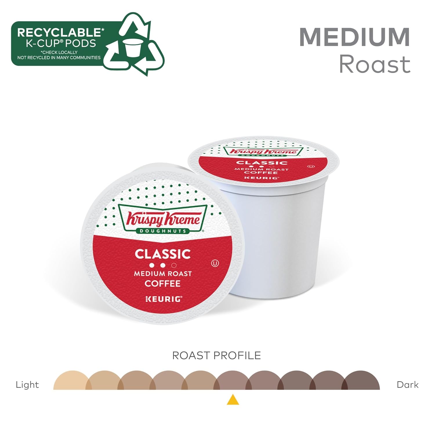 Krispy Kreme Medium Roast Single-Serve Keurig K-Cup Pods, 32 Count, Orthodox Union Kosher