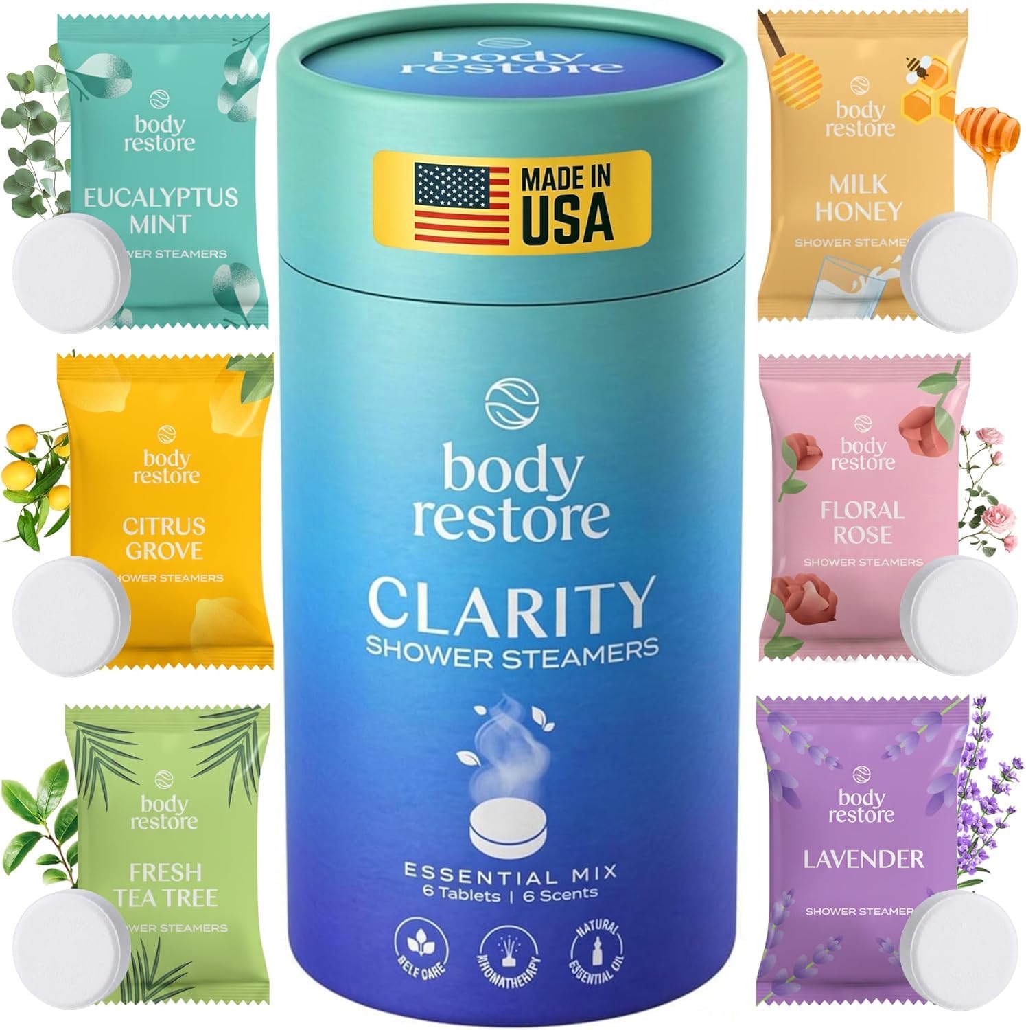 Body Restore Shower Steamers Eucalyptus Aromatherapy 15 Pack