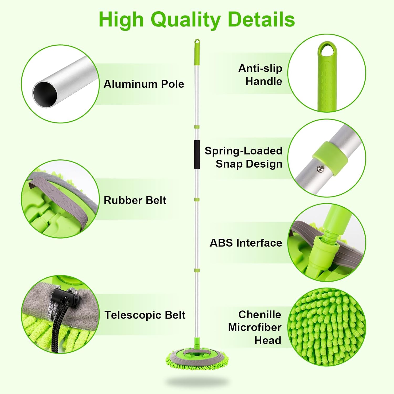 62" Adjustable Length Car Wash Brush Kit with Long Handle Microfiber Car Cleaning Supplies