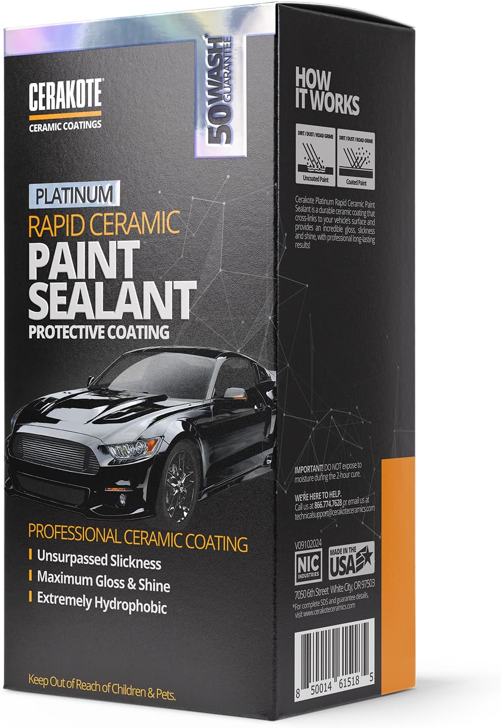 cerakote platinum rapid ceramic paint sealant spray, 14 oz, 50 wash rating, maximum gloss & shine