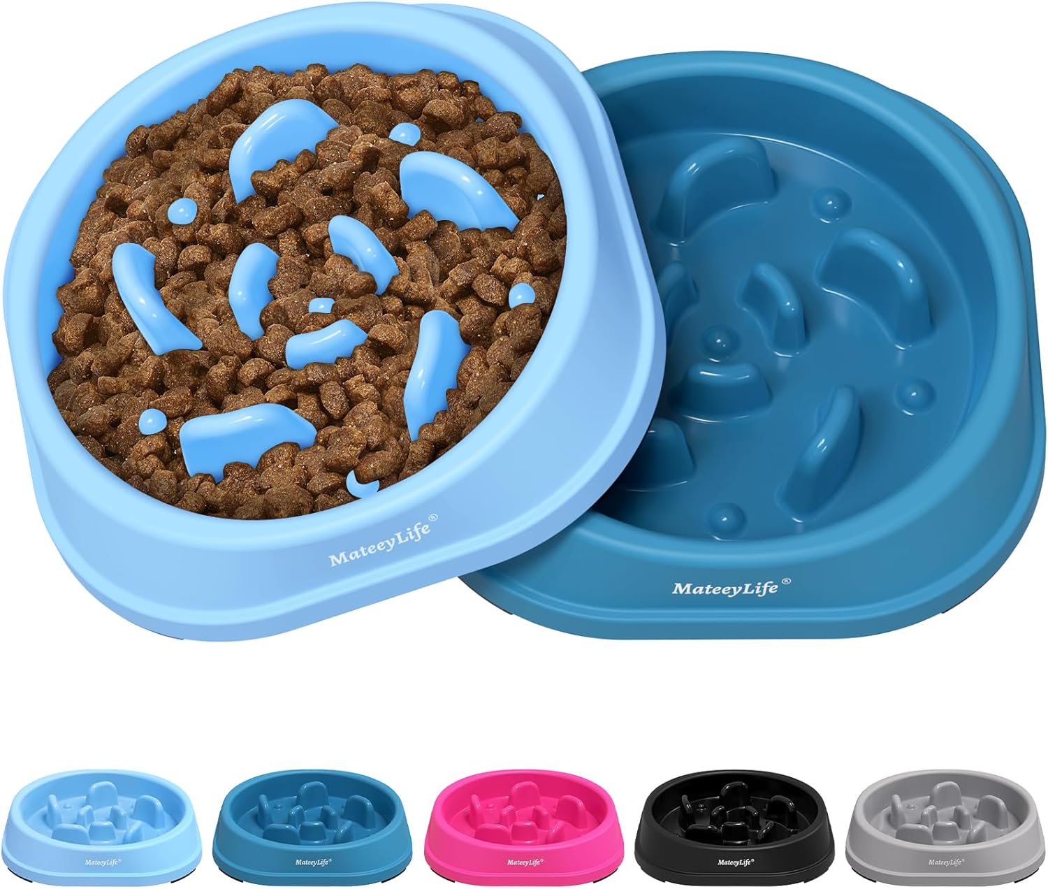 MateeyLife slow feeder dog bowls, 2PCS, anti-choking puzzle dog food bowls, anti-slip interactive feeding slow down eating for medium breeds