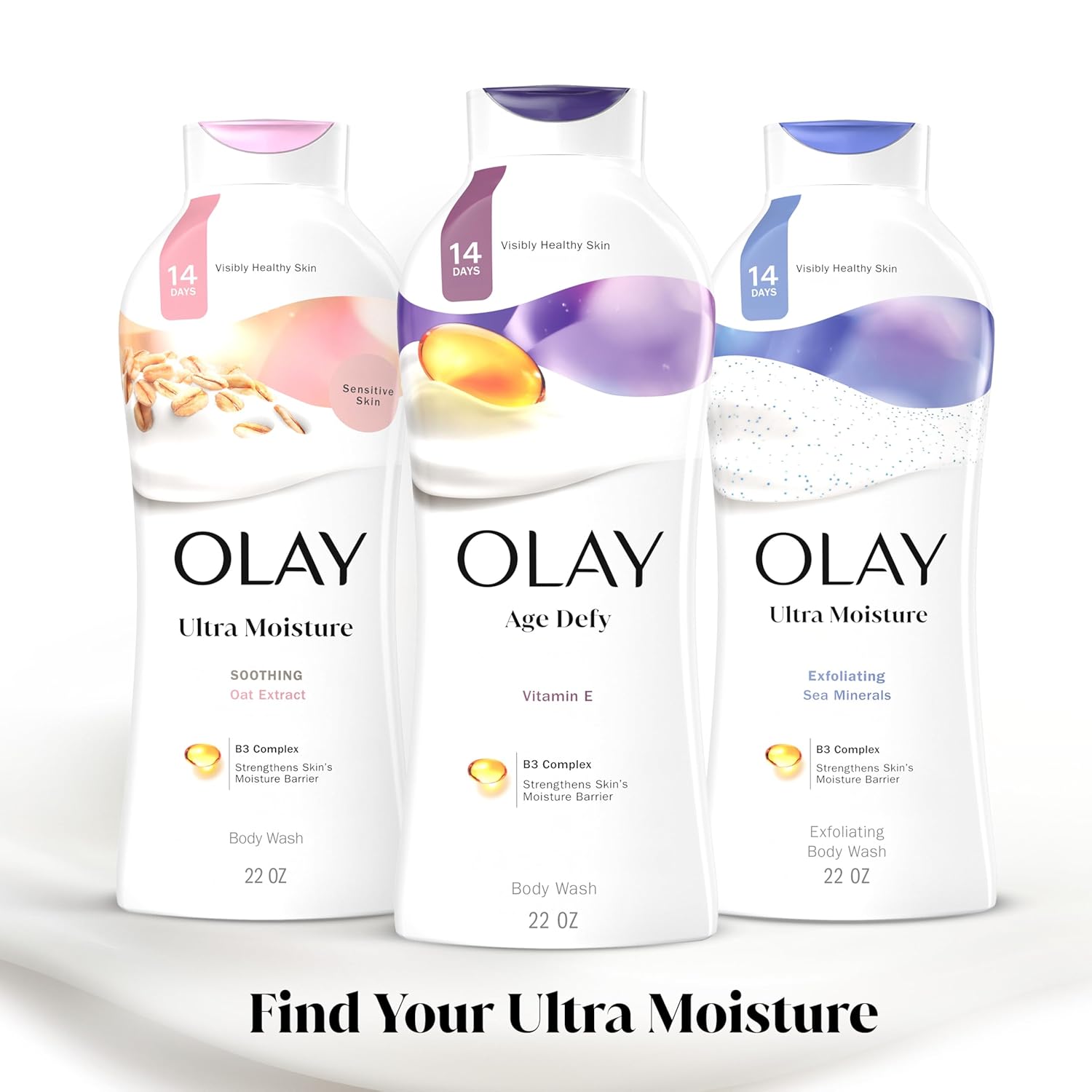 olay body wash for women, 24hr moisturizing, hydrating & refreshing, b3 vitamin complex, paraben-free, 22 fl oz, pack of 2