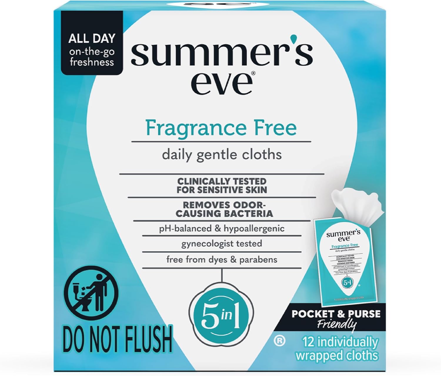 Summer's Eve 12-count Ultimate Odor Protection Daily Feminine Wipes with pH-balanced boric acid formula