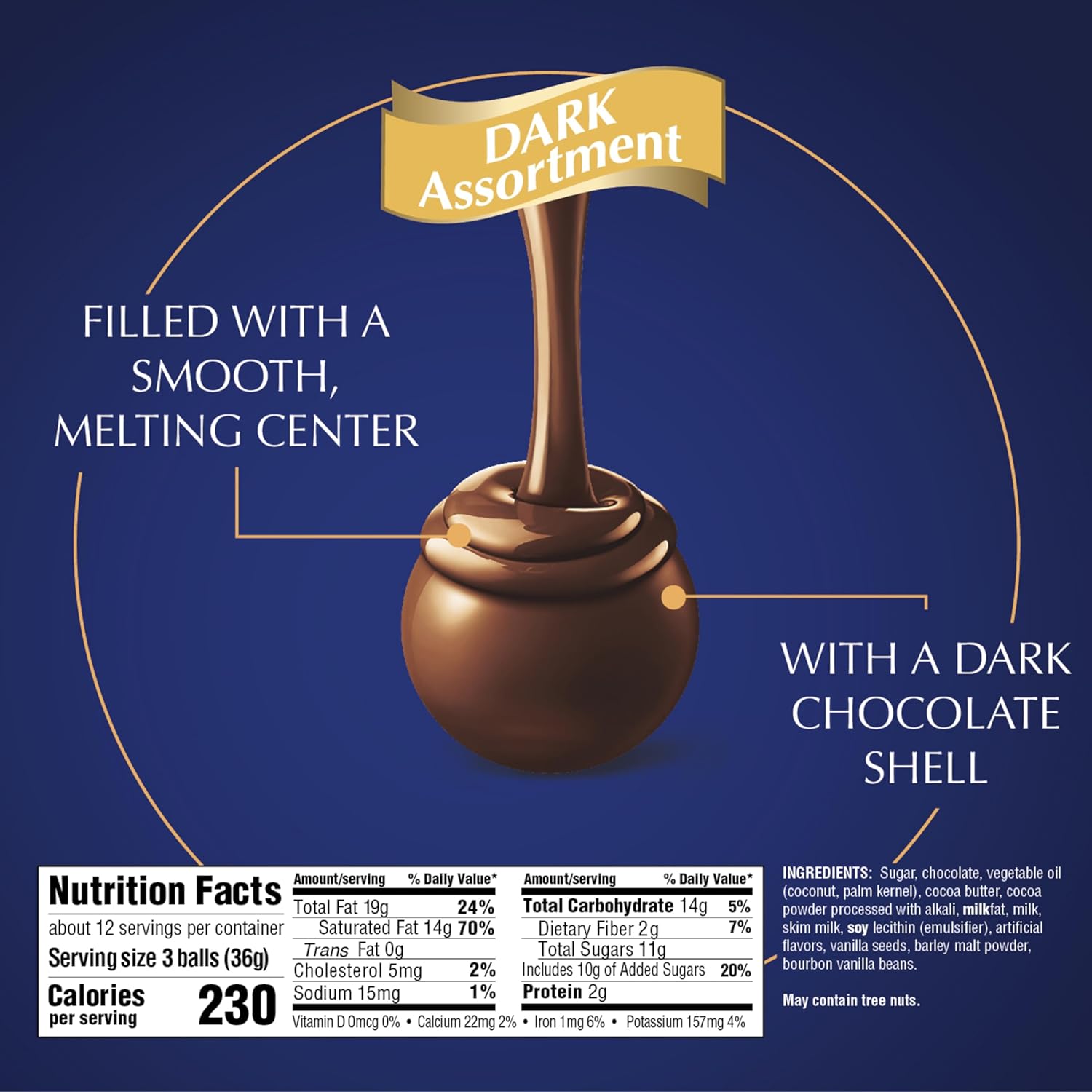 lindt lindor assorted dark chocolate truffles 15.2 oz bag with smooth melting truffle center