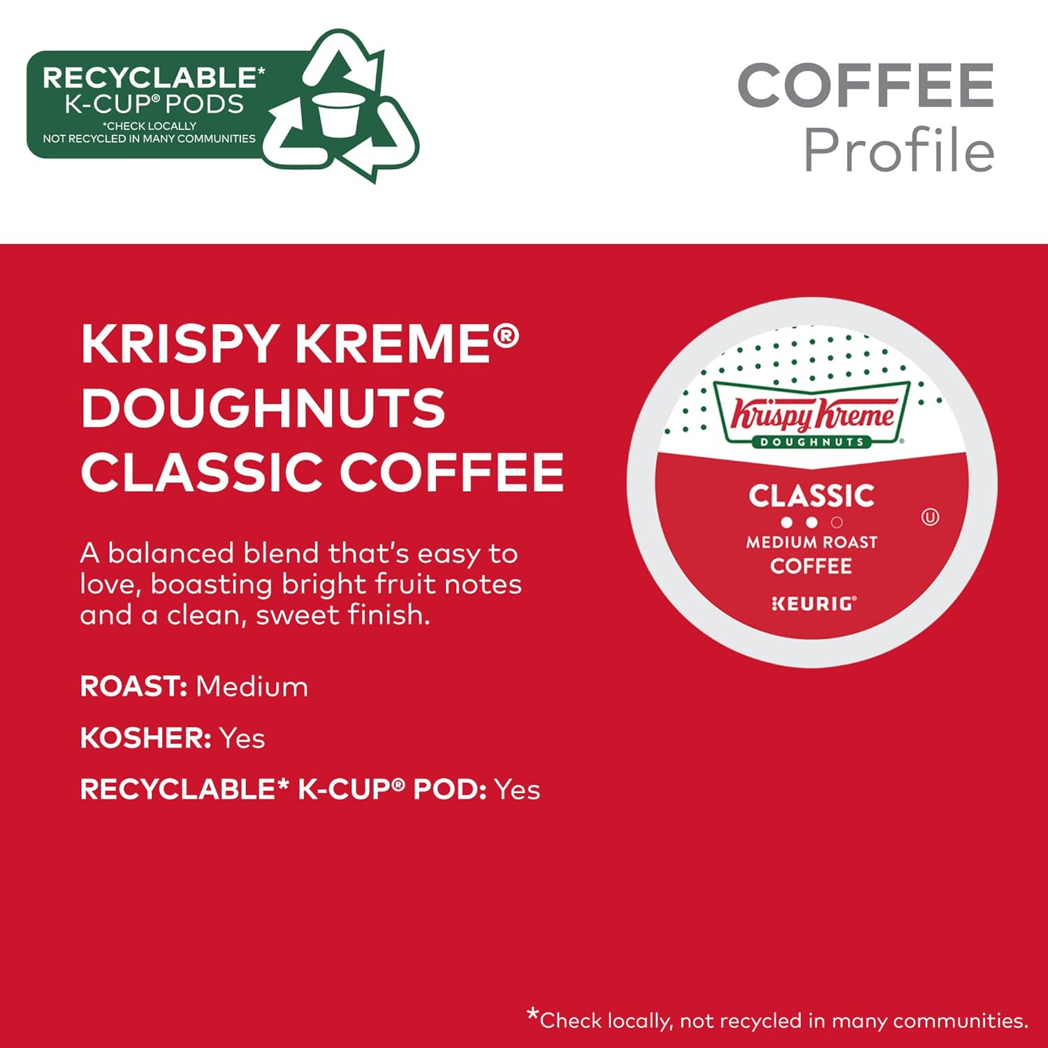 Krispy Kreme Medium Roast Single-Serve Keurig K-Cup Pods, 32 Count, Orthodox Union Kosher