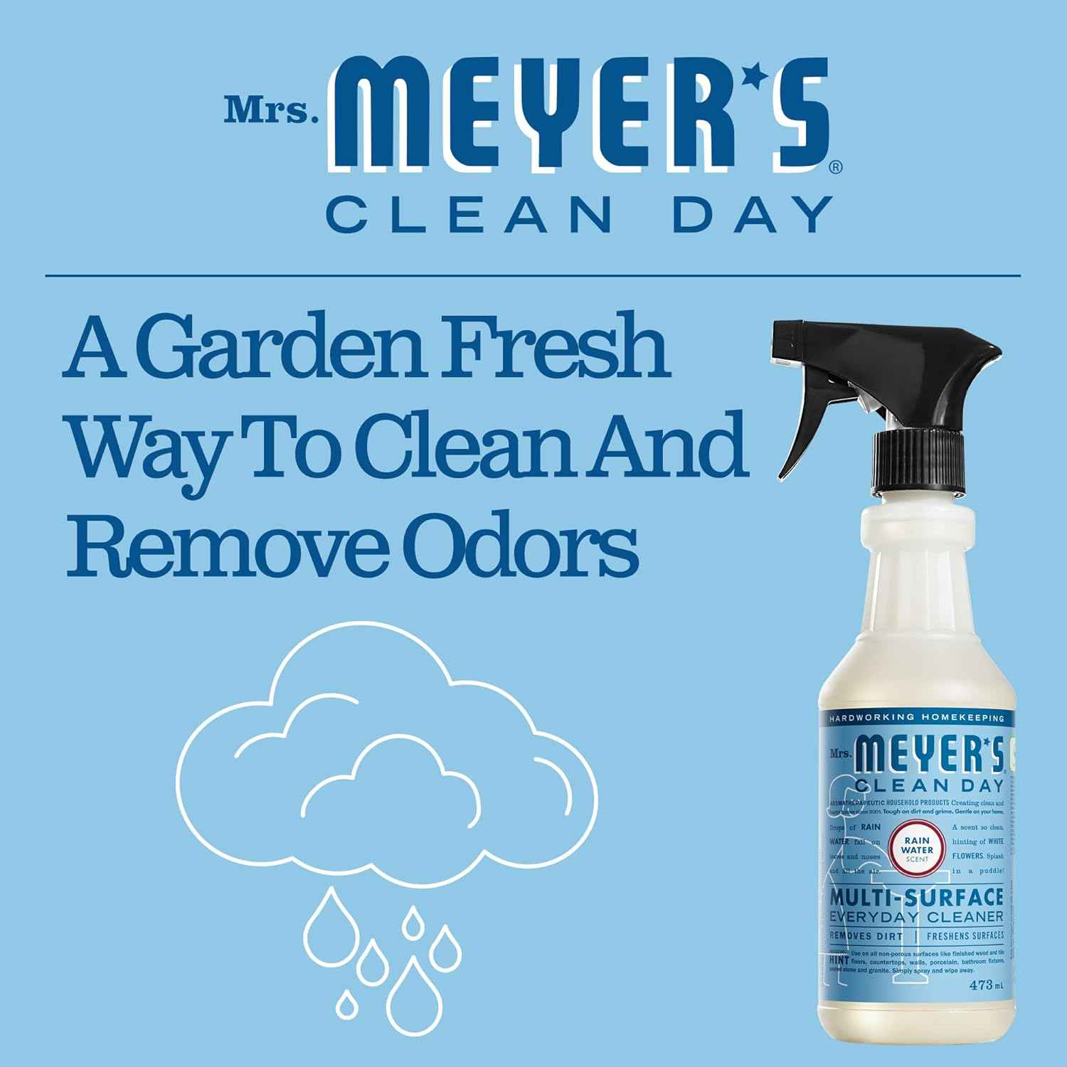 MRS. MEYER'S CLEAN DAY Multi-Surface Everyday Cleaner, Rain Water Scent, 16 Ounce Bottle