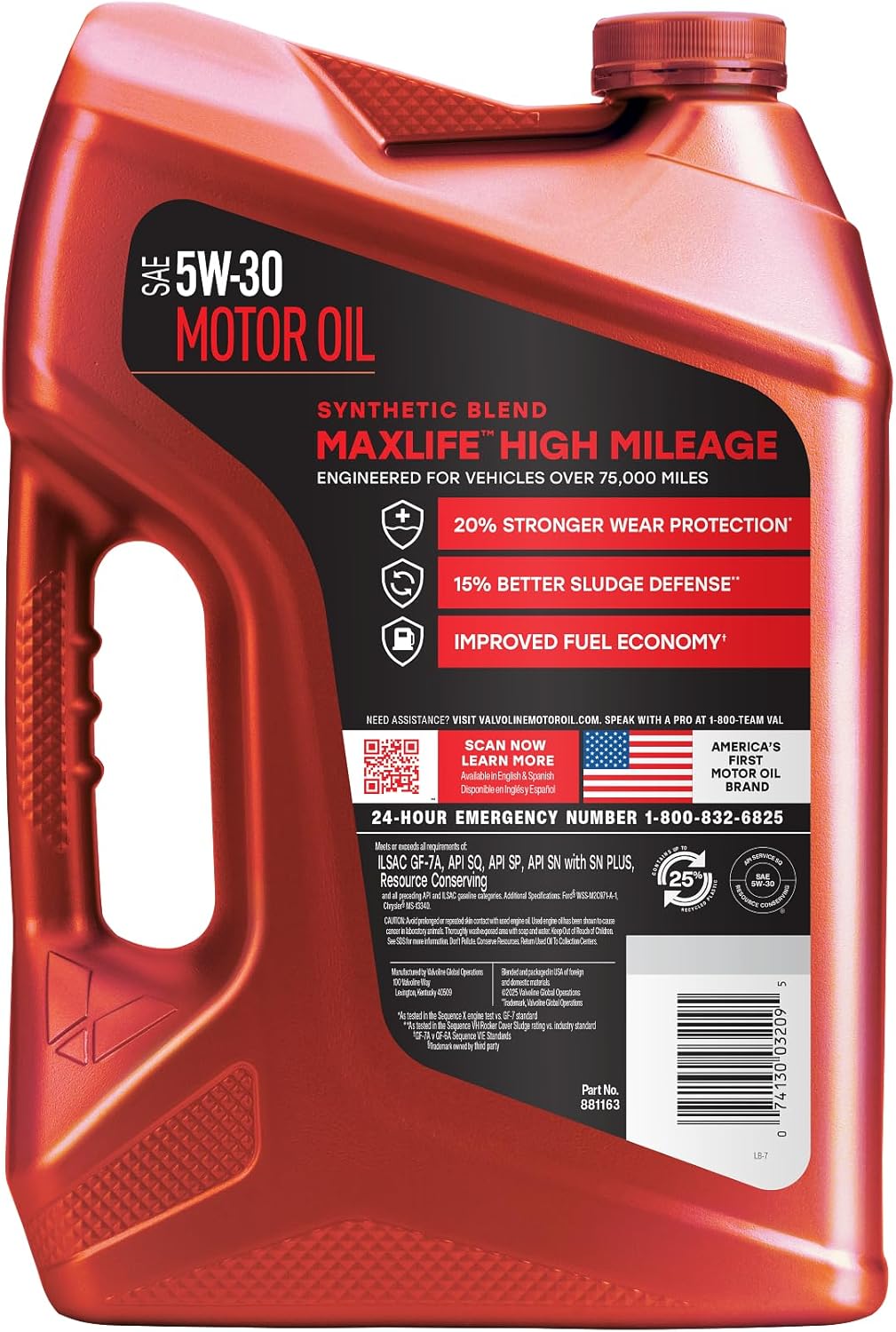 Valvoline MaxLife High Mileage 5W-30 Synthetic Blend Motor Oil 5 Quart