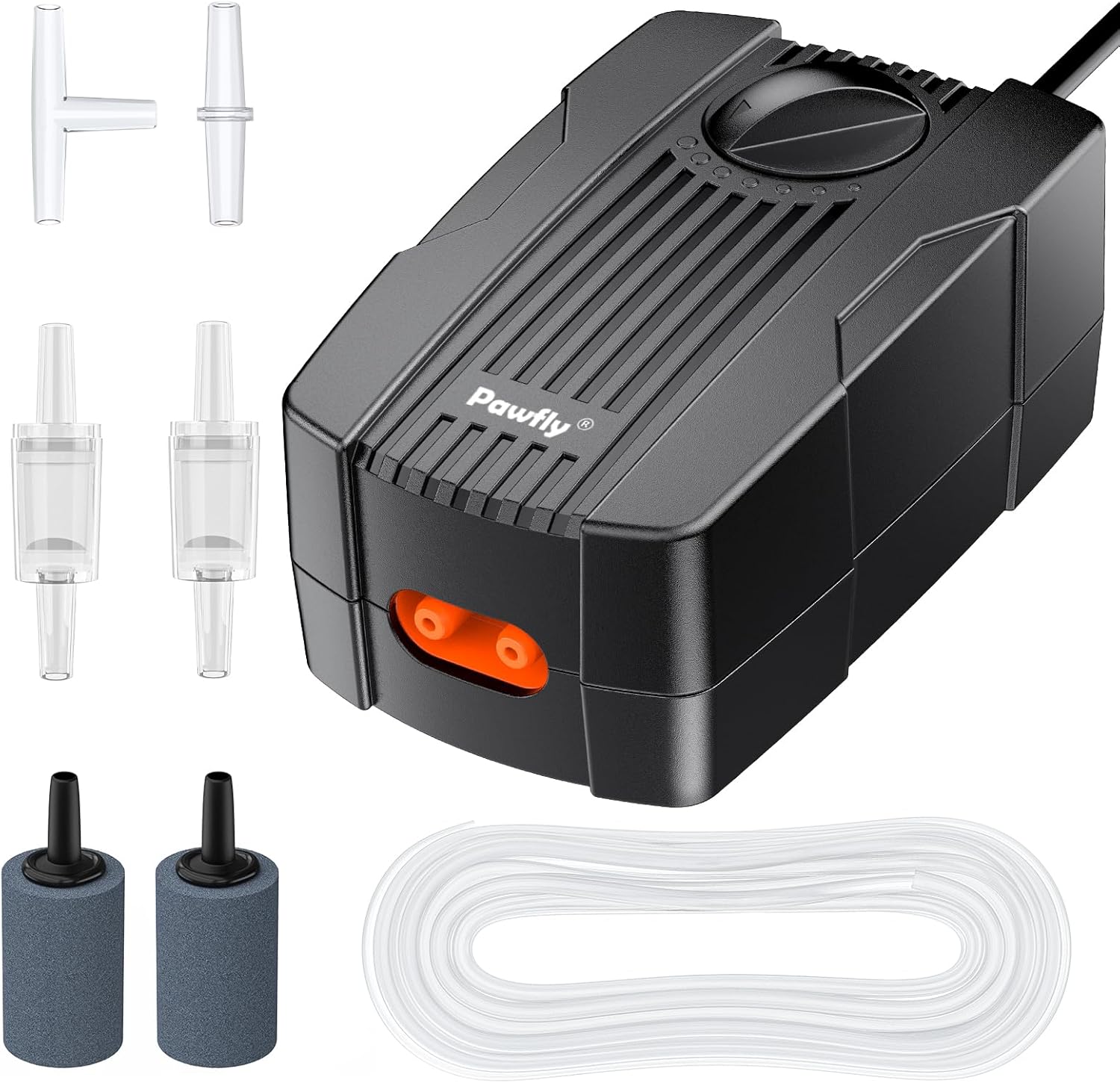 pawfly aquarium air pump oxygen pump for 10-200 gallon fish tanks buckets dual outlet