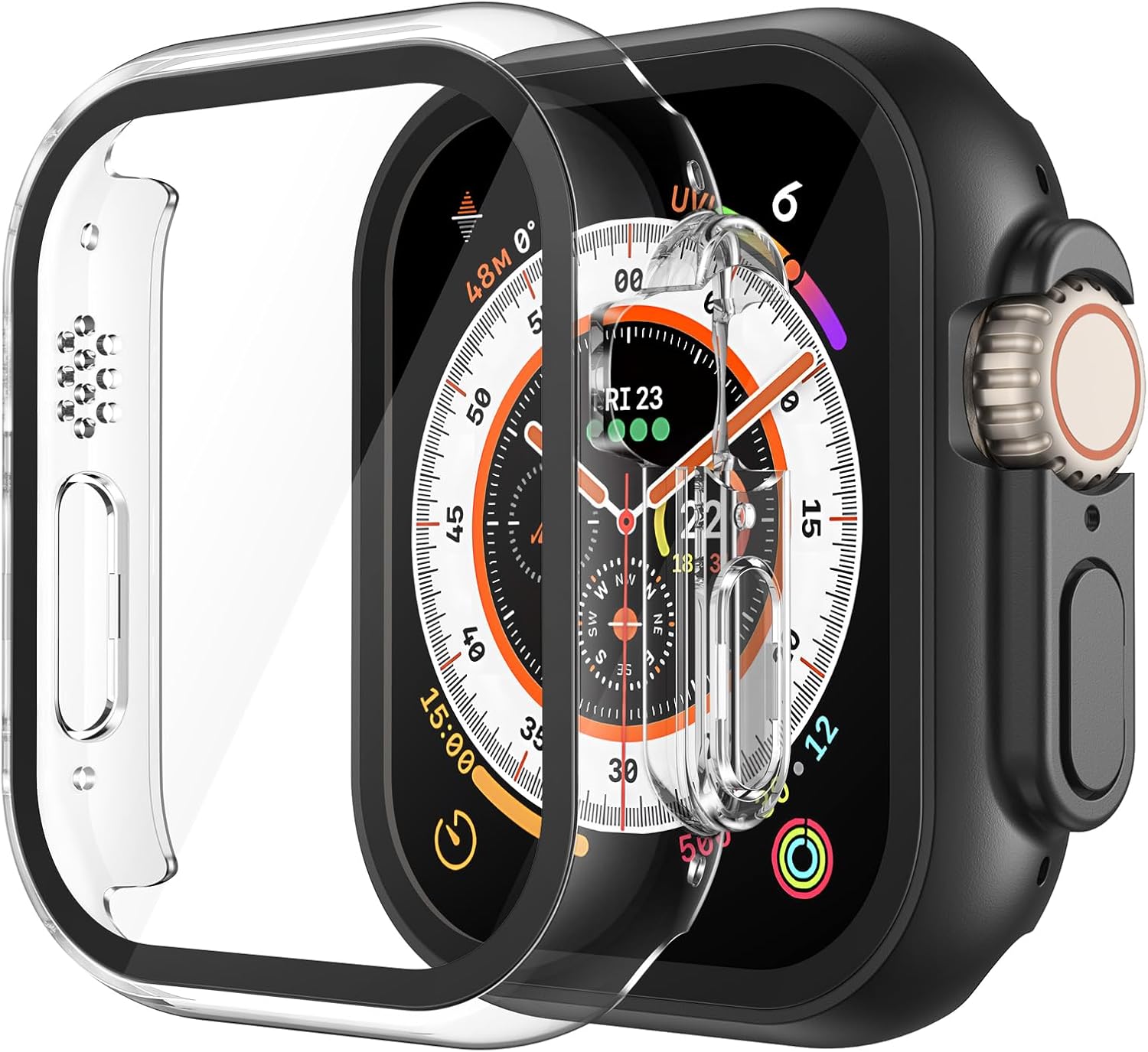 Misxi tempered glass case for Apple Watch Series 7 (2021) 46mm and Series 6 watch