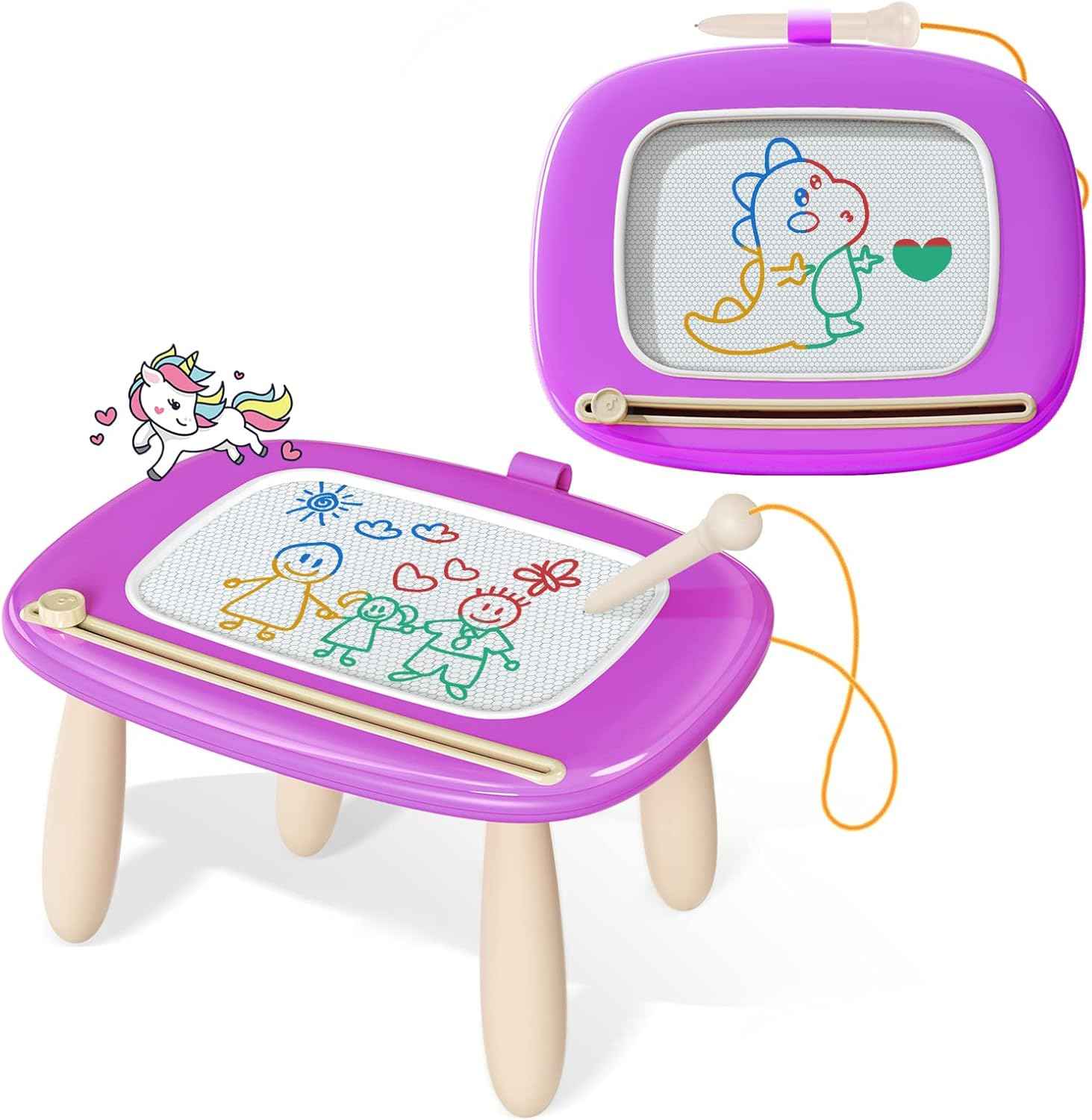 Kikidex Magnetic Drawing Board, Toddler Girl Toys for 1-2 Year Old, Doodle Board Pad Learning and Educational Toys for 1 2 3 Year Old Baby Kids Birthday Gift(Light Blue)