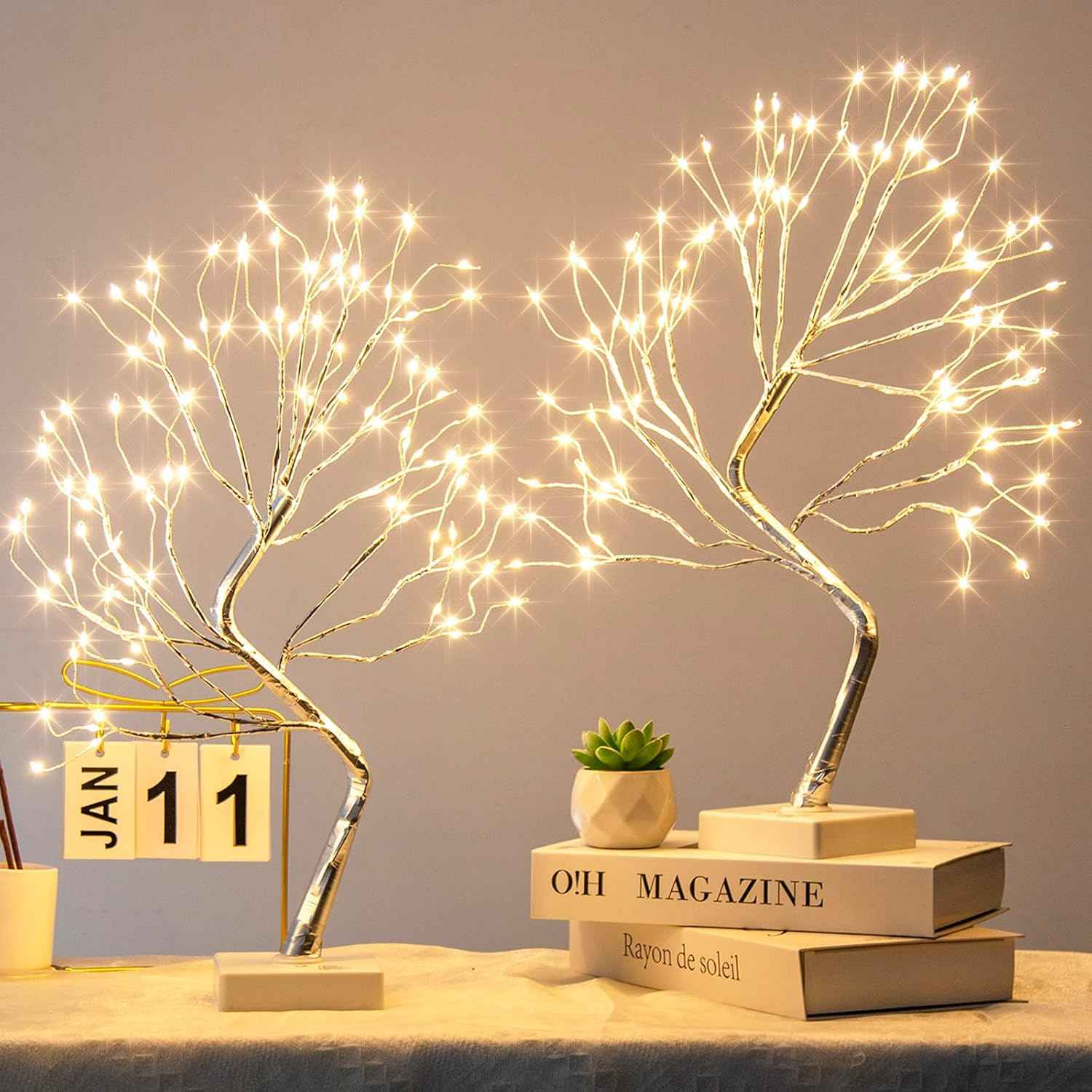 PEIDUO Fairy Lights Spirit Tree, 2PK Bonsai Tree Light, 108 LED Warm White Fairy Light Trees for Room Decor, Artificial Tree with 9 Modes for Christmas Decorations Indoor Home Decor