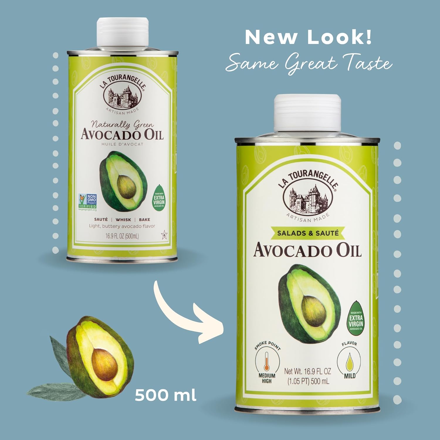 La Tourangelle 16.9 Fl Oz all-natural avocado oil for salads, fruit, fish, or vegetables with buttery flavor