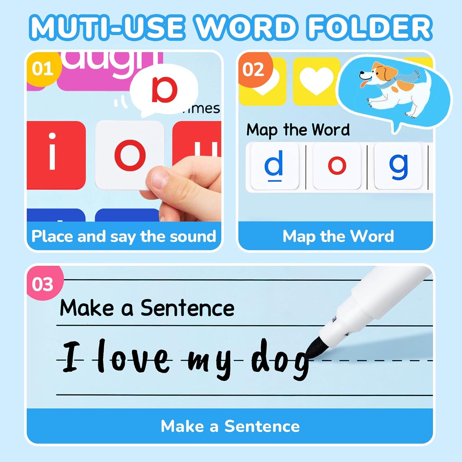 JoyCat 265 Phonics Magnetic Letter Tiles- Hooked on Phonics, ABC Reading Games Set with Word-Building Folder & Storage Case, Letter Sound Alphabet Letters, Preschool Pre k Classroom Materials