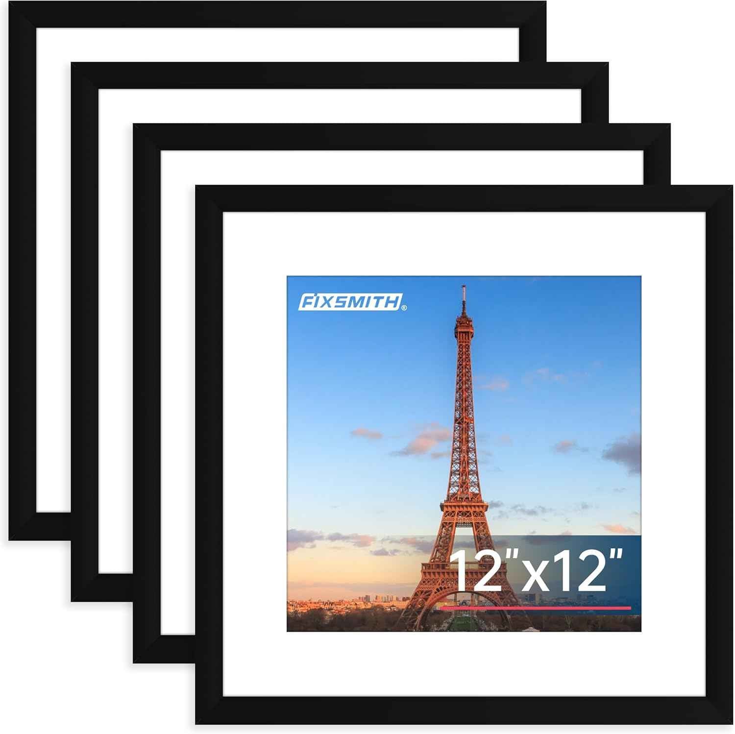 FIXSMITH 8x10 Picture Frame Set of 2, Photo Frame with HD Plexiglass, Display Pictures 5x7 with Mat or 8x10 Without Mat Multi Picture Frames Collage for Tabletop or Wall Display, Black