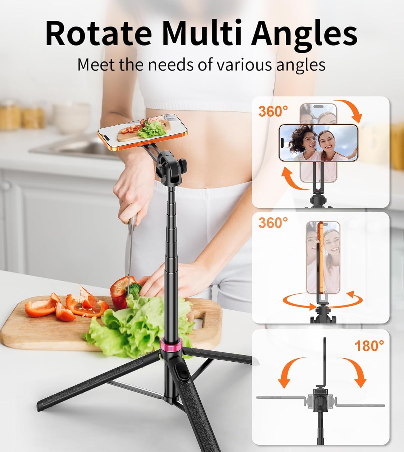 69" Magnetic Phone Tripod Head for All Phones,Selfie Stick Monopod for Magsafe with Remote & Phone Mount Adapter,Portable Tripod for iPhone/Android,Camera Accessory Kits,Photo,Vlogging,Travel