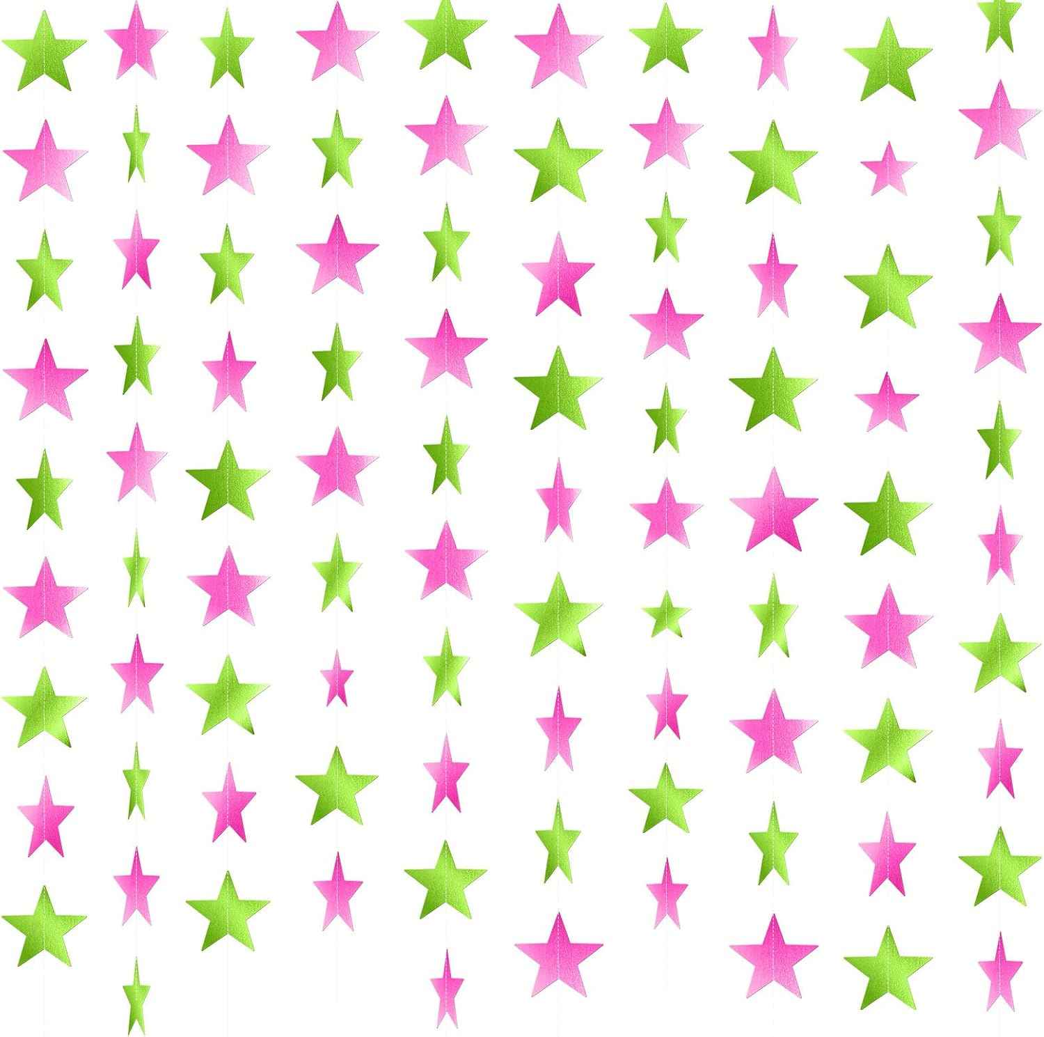 Patelai Glitter Star Garland Banner Christmas Decor 130 Feet Star Hanging Bunting Banner Twinkle Backdrop for Homecoming Classroom Wedding Birthday Halloween Party Supplies(Gold)