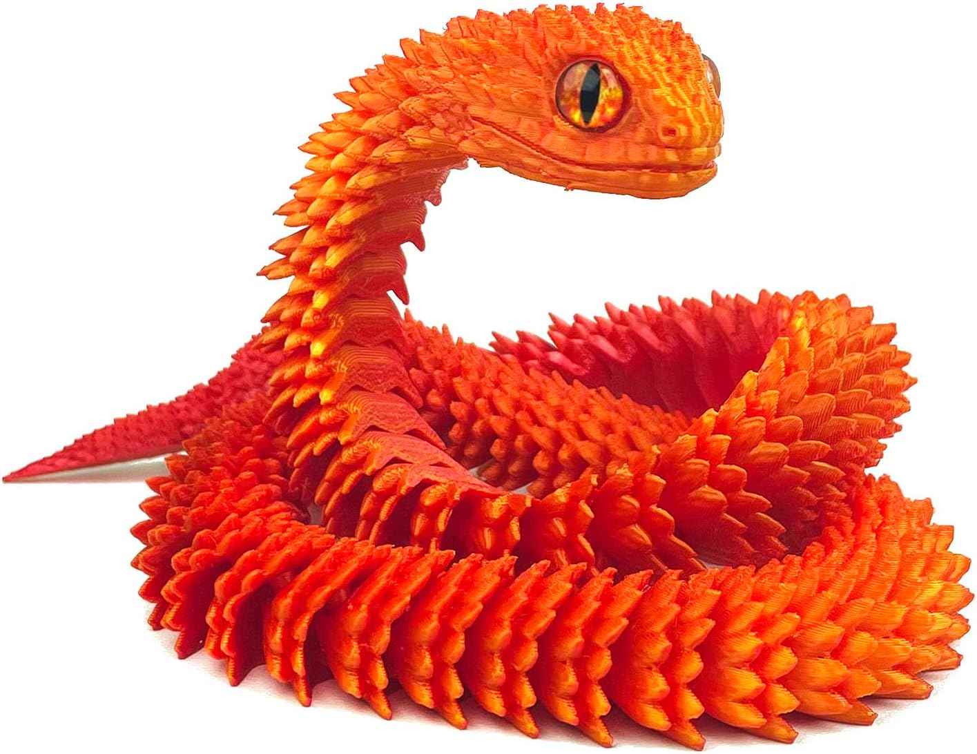 24in 3D Printed Snake Toys, Flexible 3D Printed Animal, Fidget ADHD Snake Toys, Perfect Desk Pet for Animal Collectors, Easter Basket Essentials, Easter Basket Stuffers