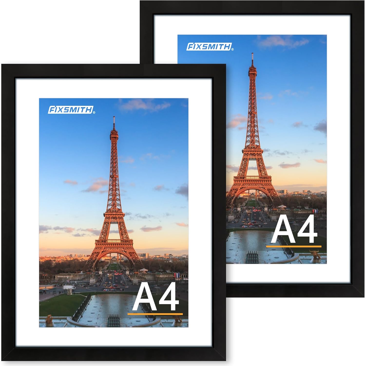 FIXSMITH 8x10 Picture Frame Set of 2, Photo Frame with HD Plexiglass, Display Pictures 5x7 with Mat or 8x10 Without Mat Multi Picture Frames Collage for Tabletop or Wall Display, Black
