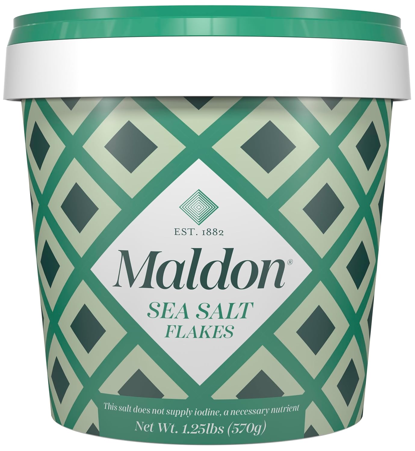 Maldon salt flakes, 20 oz, kosher, natural, pyramid shaped, resealable tub, gourmet, hand-harvested, four generations