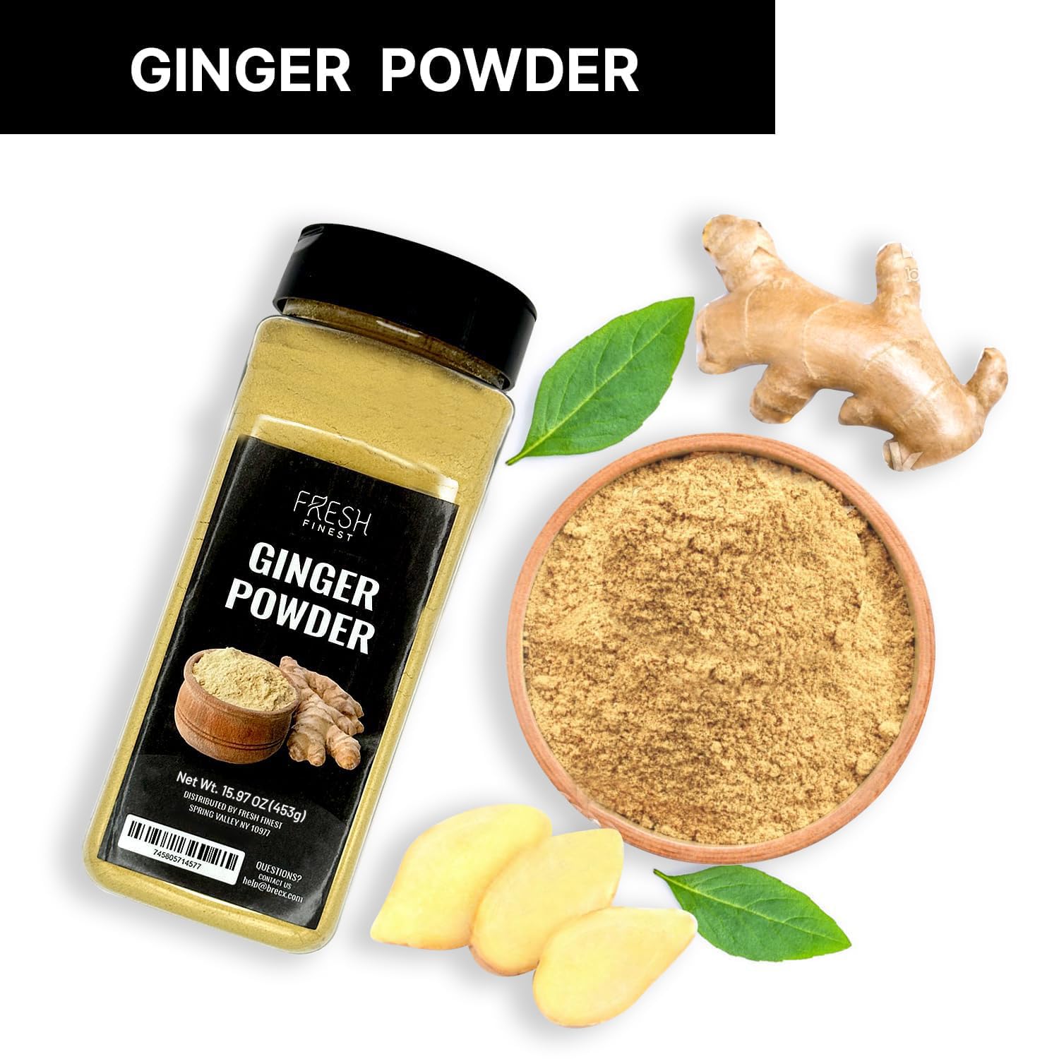 Fresh Finest 100% Pure Ground Ginger Root 15.97oz 453g Culinary and Health Benefits Spice