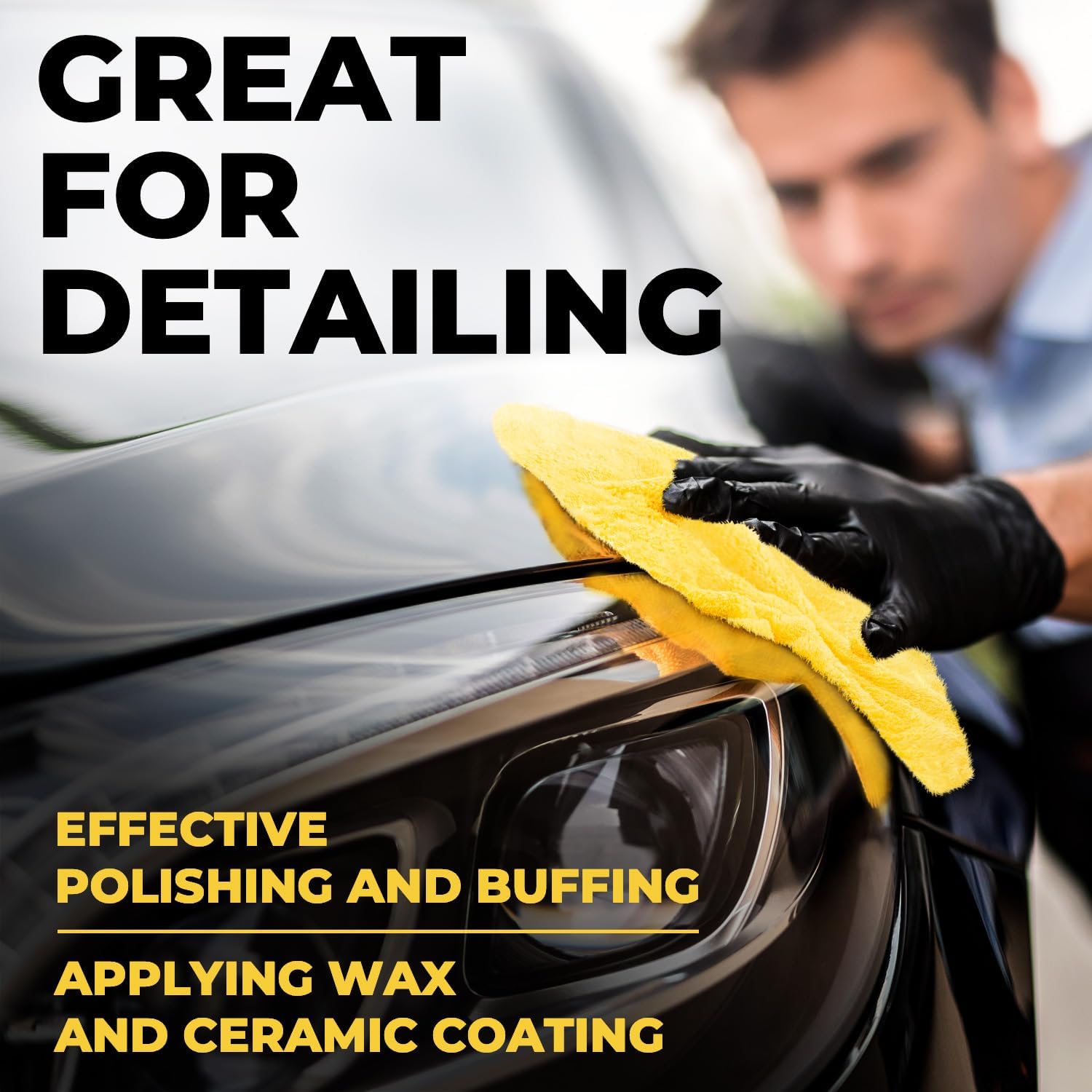 edgeless 12x12 inch 540 gsm microfiber towels for car detailing 6 pack