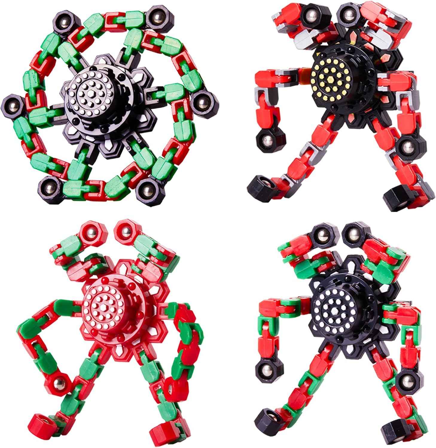 Valentines Day Gifts Transformable Fidget Spinners Toys 4 Pcs for Kids and Adults Stress Relief Sensory Toys for Boys and Girls Age 8-13 Fingertip Gyros Easter Basket Stuffers for Teens