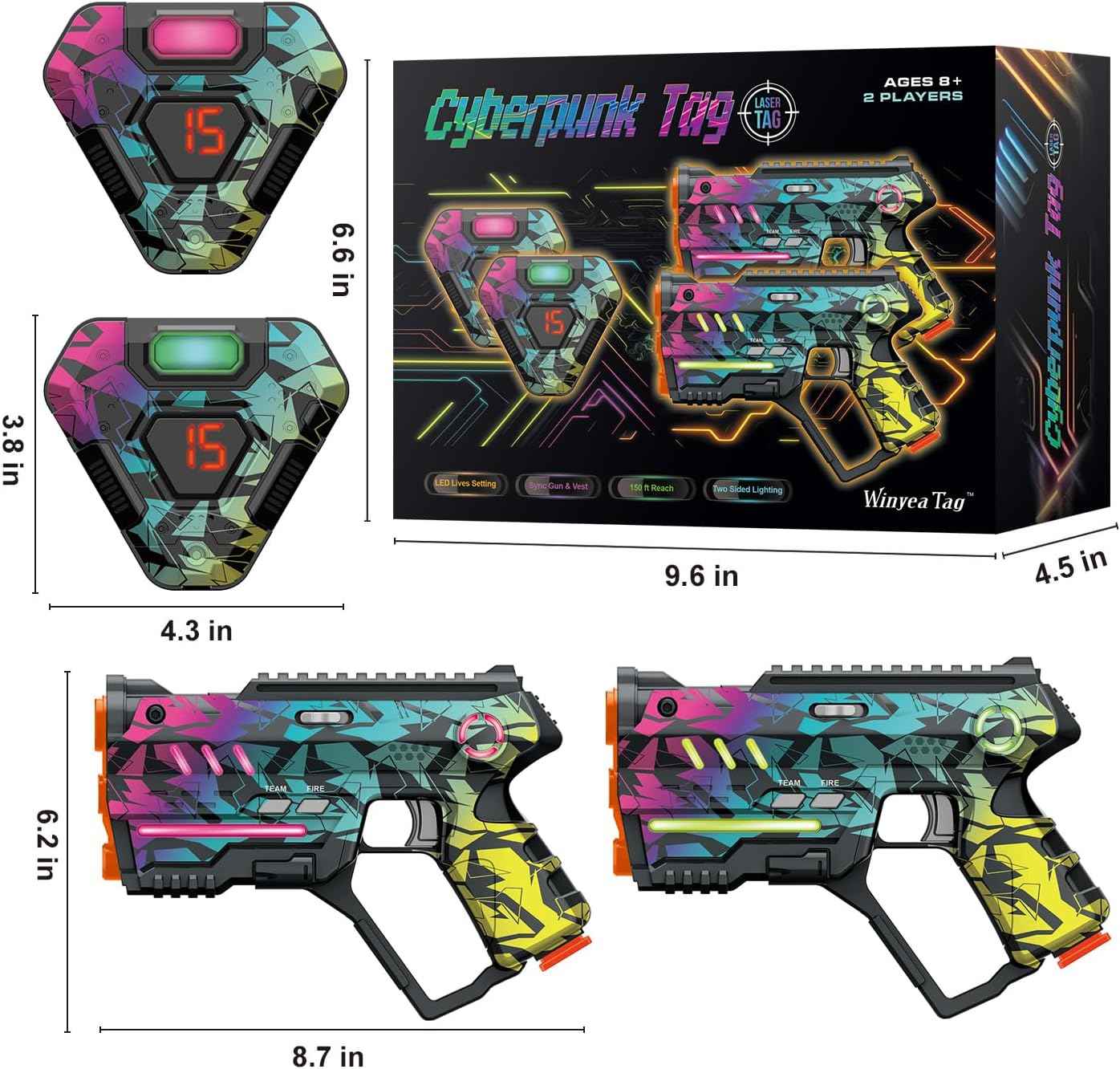 Laser Tag Set of 2, Lazer Tag Game for Kids Indoor & Outdoor Play, Gift Ideas for Kids Teens and Adults, Cool Toys for Teenage Ages 8 9 10 11 12+Year Old Boy & Girls