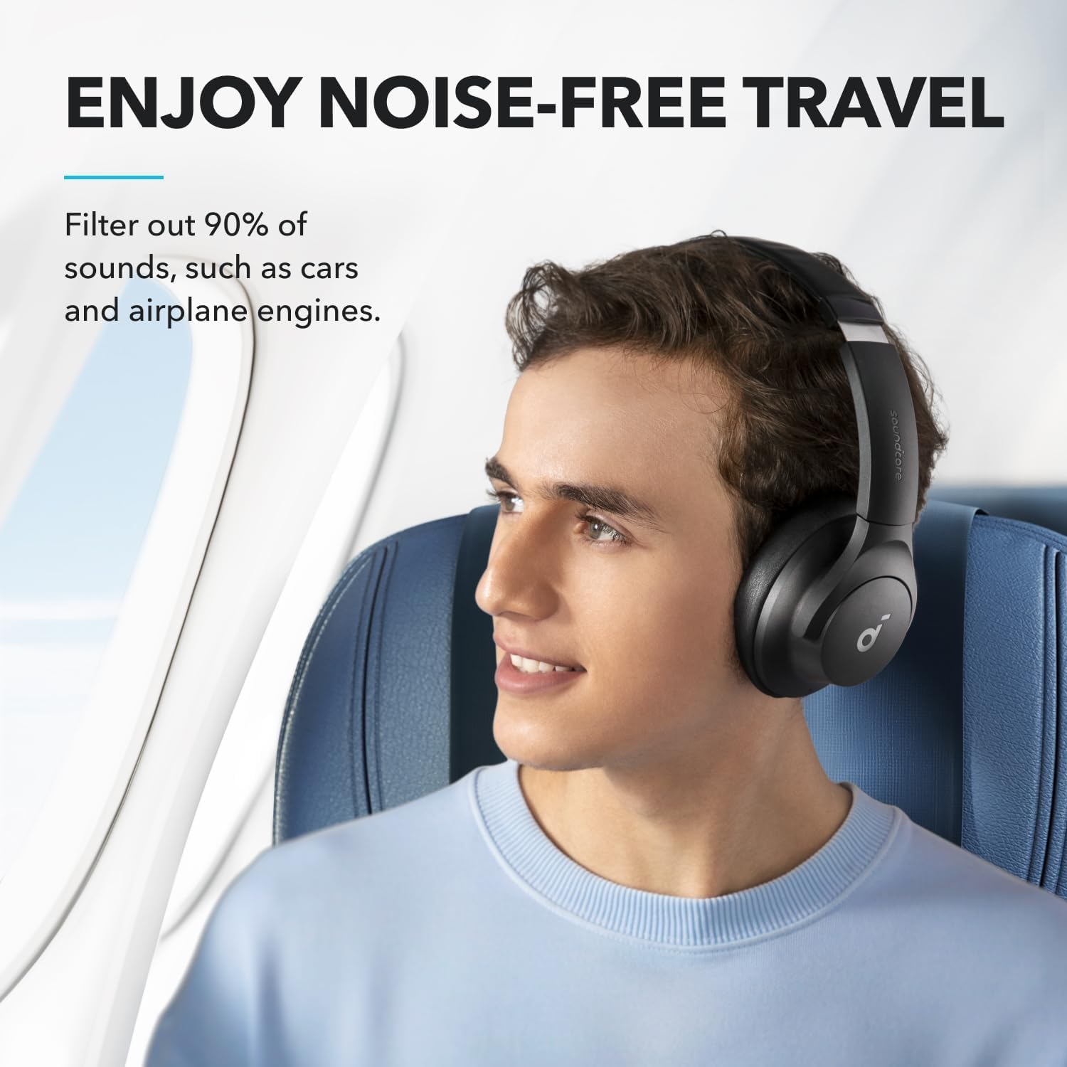 Soundcore by Anker Q20i Hybrid Active Noise Cancelling Headphones, Wireless Over-Ear Bluetooth, 40H Long ANC Playtime, Hi-Res Audio, Big Bass, Customize via an App, Transparency Mode (Black)