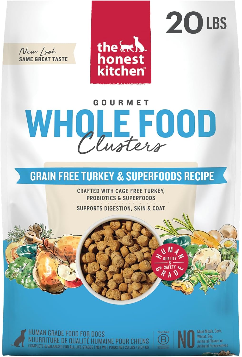 honest kitchen whole food clusters grain free turkey dry dog food 20 lb bag