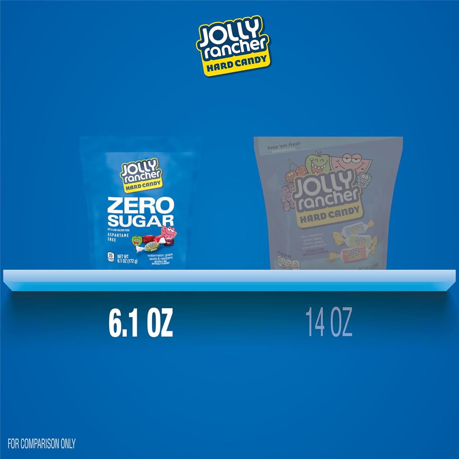 Jolly Rancher zero sugar assorted fruit flavored hard candy 6.1 oz bag